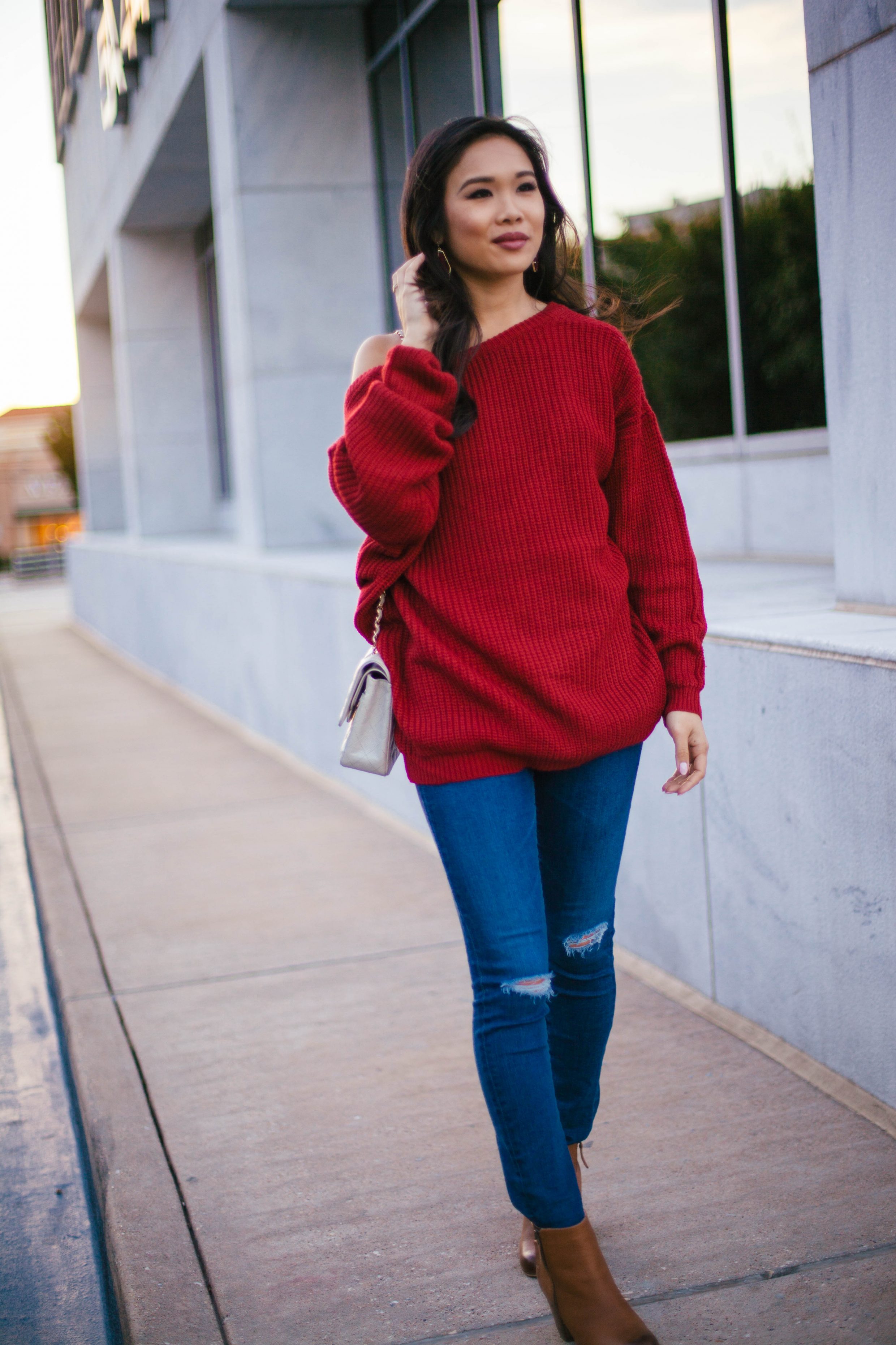 Fall Red :: Slouchy Sweater with Low Back - Color & Chic2480 x 3720