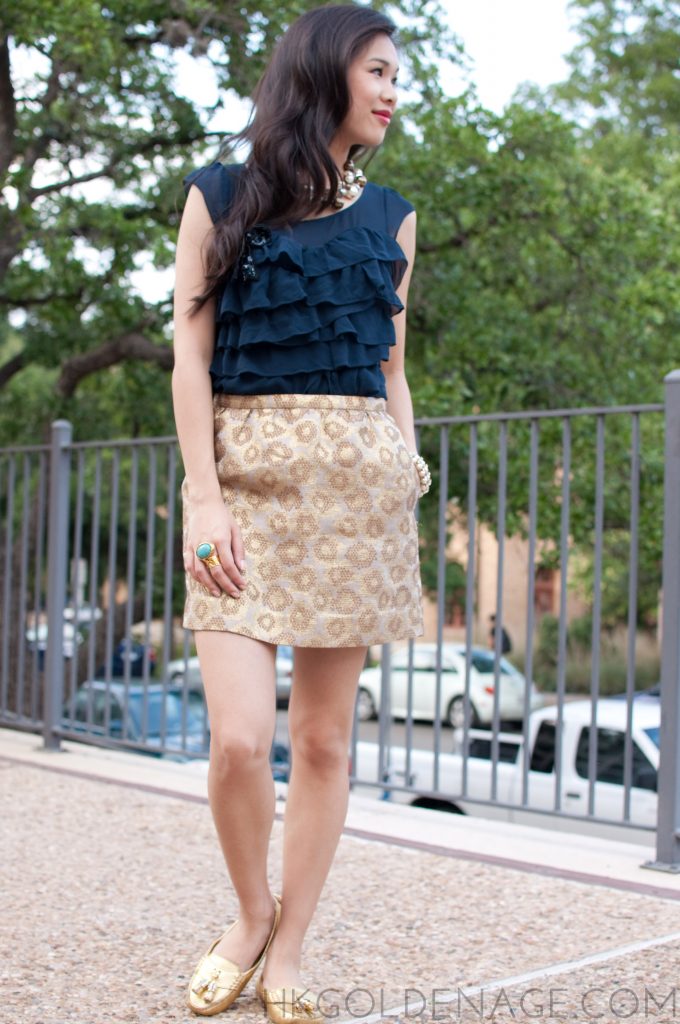 J.Crew skirt with ruffled Anthropologie blouse