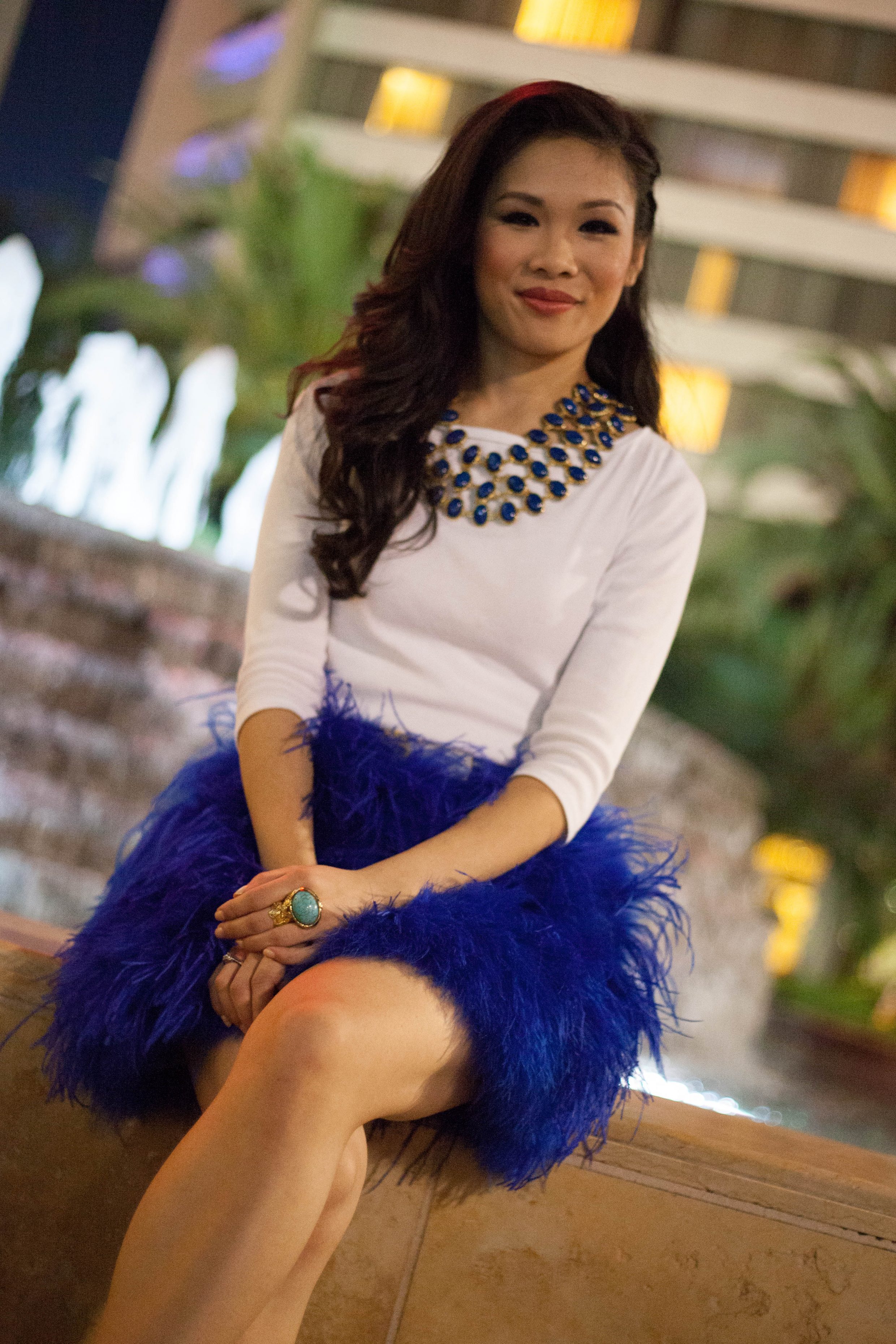 Blue Crush :: Ostrich Feather Skirt & California - Color & Chic