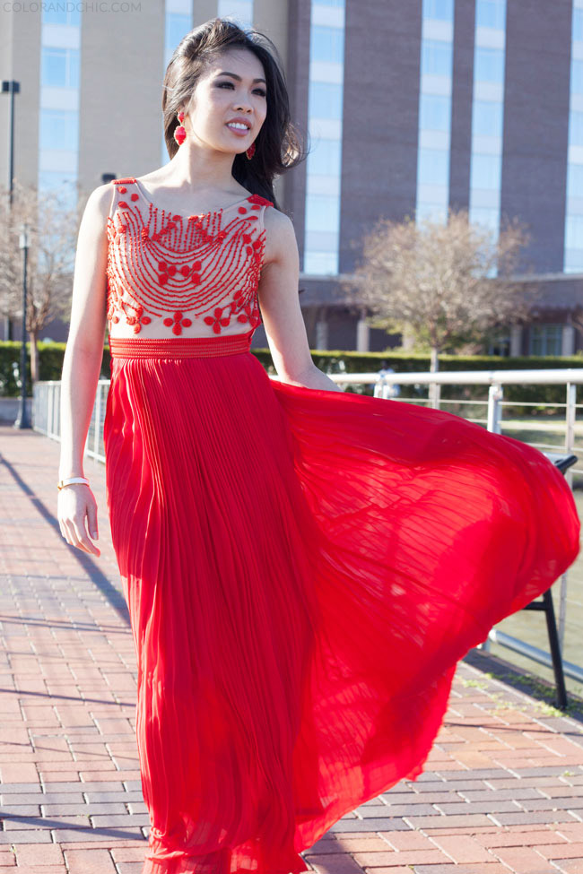 Red Crush :: Embroidered Maxi & Matching Earrings - Color & Chic