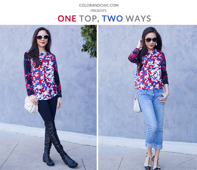 peter,pilotto,top,red,floral,blouse,tee,two,ways,styled,stuart,weitzman,5050,boot,nappa,napa,leather,look,pairing,outfit,black,michael,kors,sloan,quilted,white,bag,crossbody,dior,cateye,cat,eye,sunglasses,tory,burch,kendra,scott,white,pearl,elle,earrings,forever,21,jeans,denim,via,spiga,two,tone,twotone,heels,sandals,tom,ford,willful,lipstick,lip,shine,