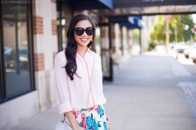 Daytime Floral :: Contrast Blouse & Bright Shorts - Color & Chic
