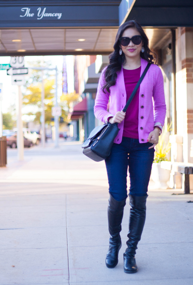 Layers of Pink :: Cashmere & Over-the-Knee Boots - Color & Chic