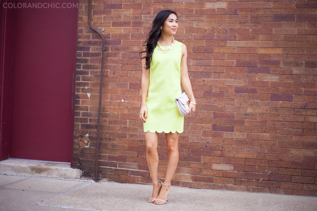 lime,green,scalloped,dress,necklace,halter,j,crew,jcrew,hoang,kim,hoang-kim,cung,color,and,chic,stuart,weitzman,nudist,sandals,heels,nude,michael,kors,sloan,crossbody,clutch,quilted,baublebar,bauble,bar,agate,necklace,360,earrings,pearl,back,earrings,peek,a,boo,bite,beauty,lips