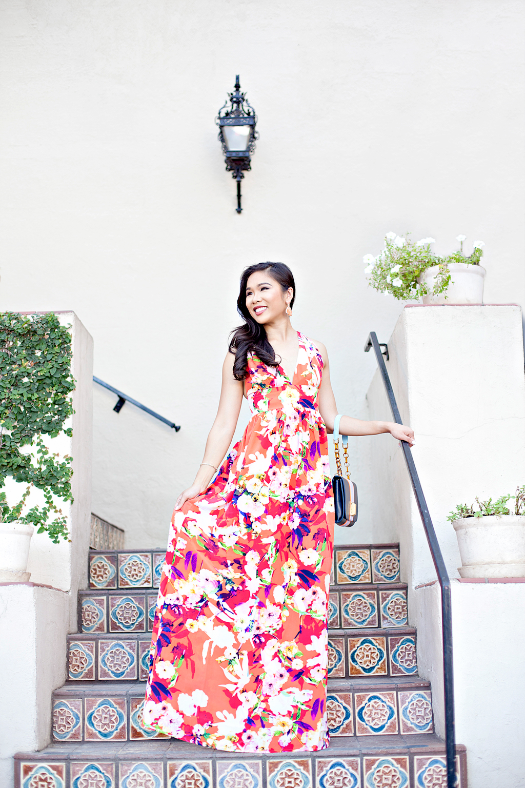 Coral color summer top dress