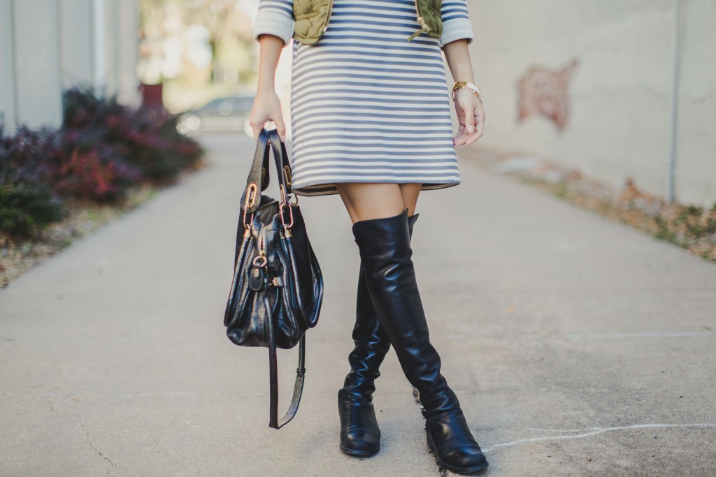 topshop,striped,stripe,sweater,dress,gray,cream,beige,stuart,weitzman,over,the,knee,boots,5050,leather,jcrew,olive,puffer,sage,vest,rayban,mirror,lens,clubmaster,chloe,paraty,perry,street,jane,necklace,blue,rocksbox,hermes,clic,clac,lincoln,nebraska,blogger,fall,