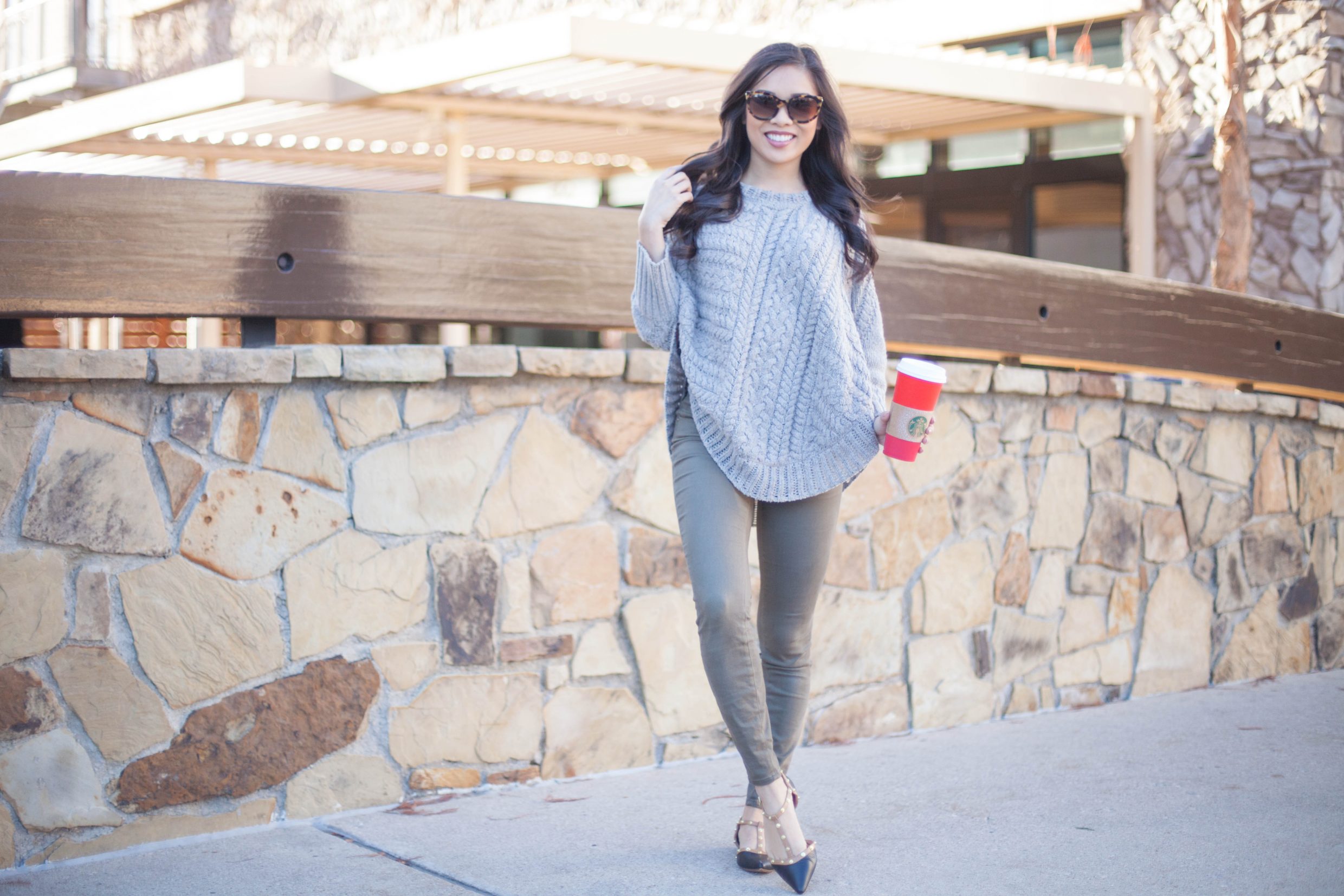 Cozy :: Poncho + Olive Leggings - Color & Chic