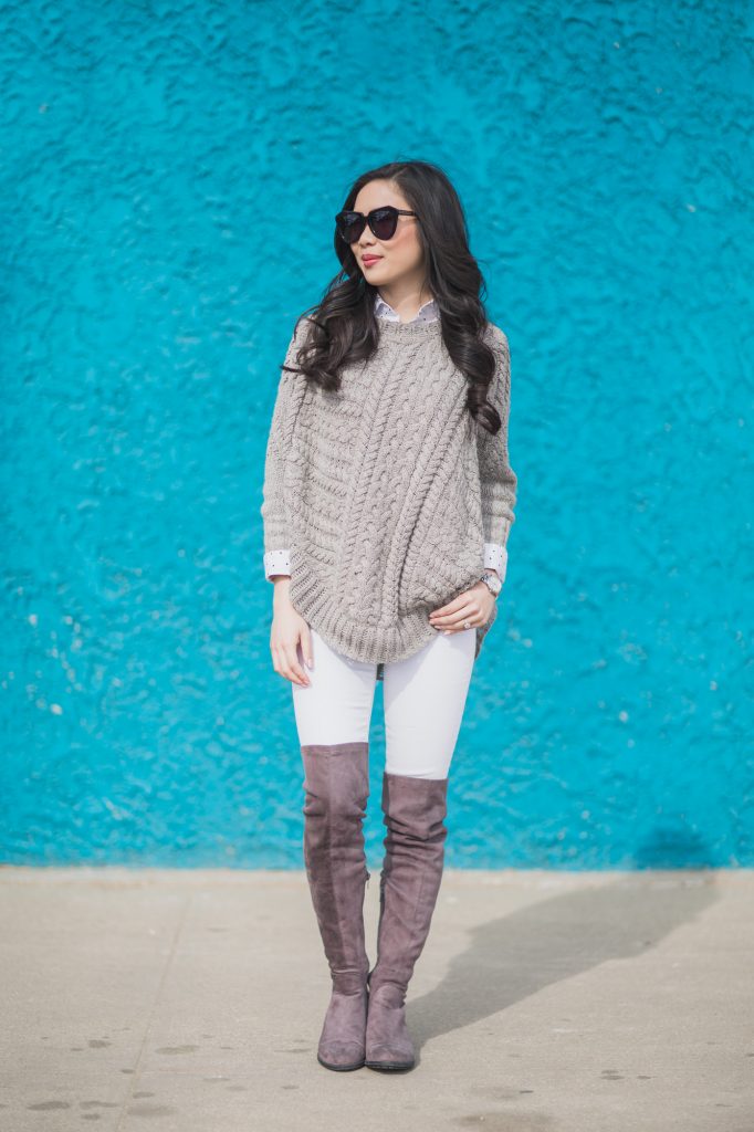 anthropologie,curved,cables,poncho,sweater,white,j,brand,maria,high,rise,jeans,forever,21,boots,over,the,knee,review,gray,suede,faux,winter,style,polka,dot,shirt,blouse,karen,walker,sunglasses,grand,island,nebraska,azteca,market,pastries,burberry,watch,blogger,wardrobe,bellami,hair,extensions,