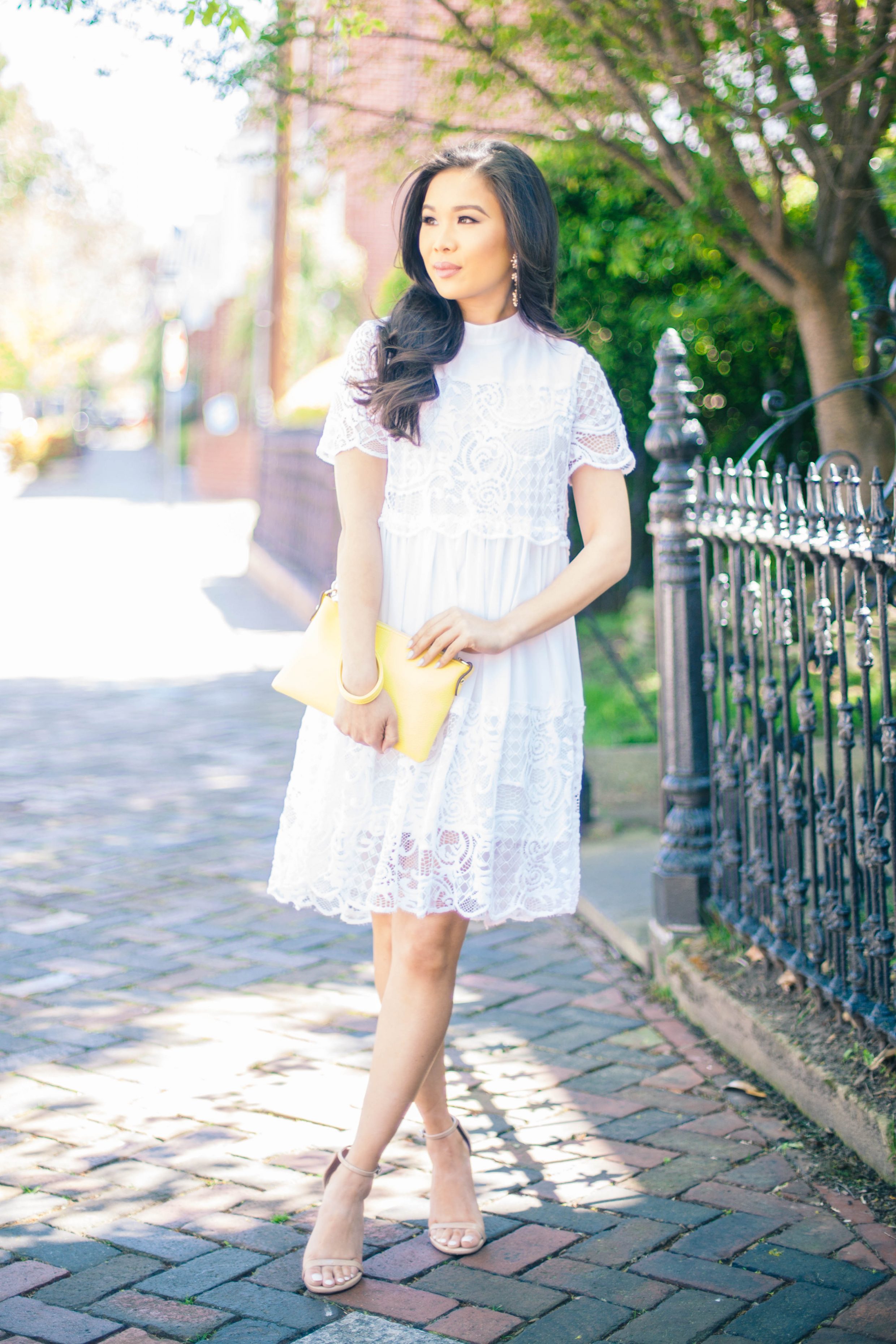 white lace dress outfit
