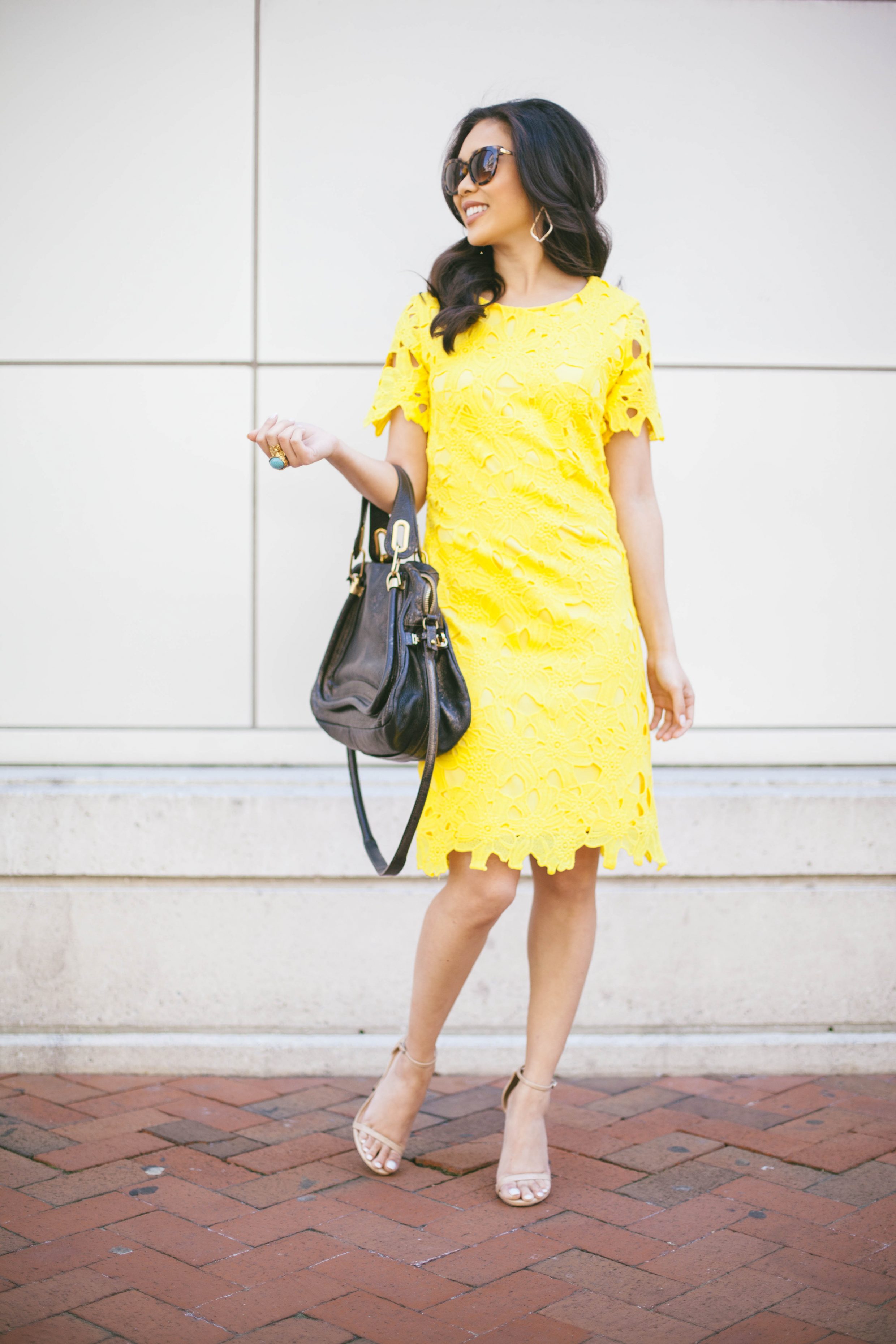 yellow lace dress outfit