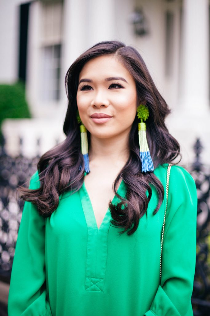 Simple Green Dress + Statement Earrings - Color & Chic
