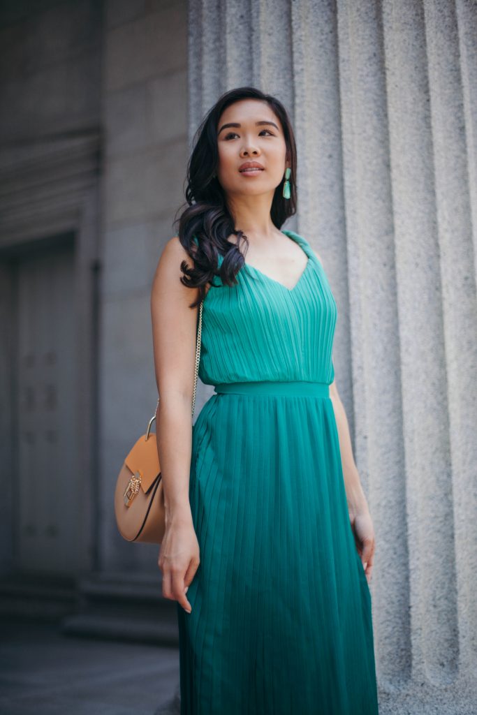 Emerald :: Pleated Ombre Dress - Color & Chic