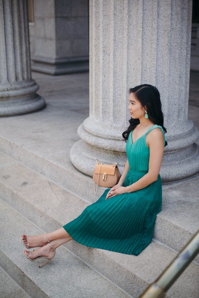 Emerald :: Pleated Ombre Dress - Color & Chic