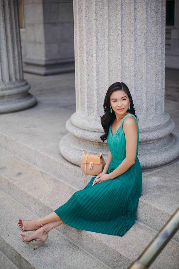 Emerald :: Pleated Ombre Dress - Color & Chic