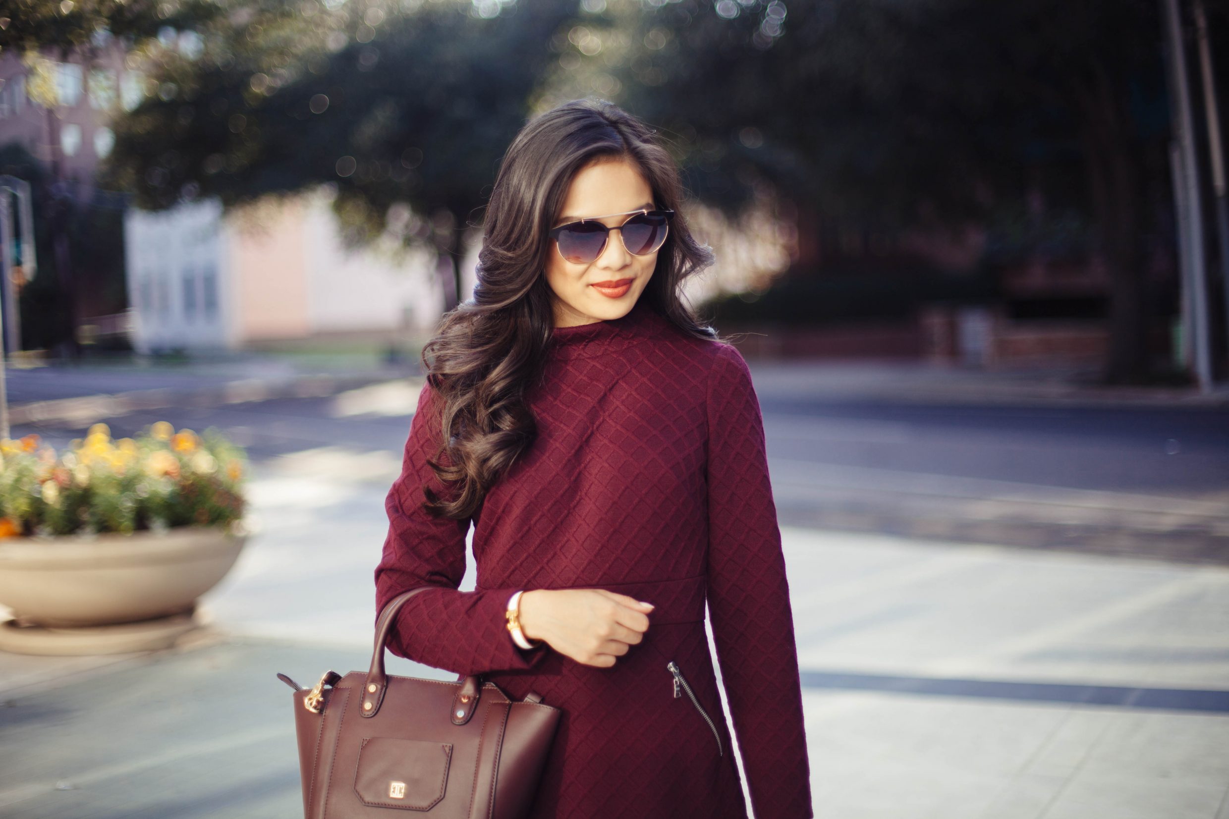 maggy,london,diamond,knit,dress,a,line,dress,ellen,fit,and,flare,sweater,burgundy,dark,cherry,maroon,fall,fashion,style,work,office,with,pockets,zippers,mock,neck,holiday,party,dresses,ivanka,trump,tribeca,satchel,bp,sunglasses,charlotte,olympia,suede,heels,dolly,dallas,uptown,