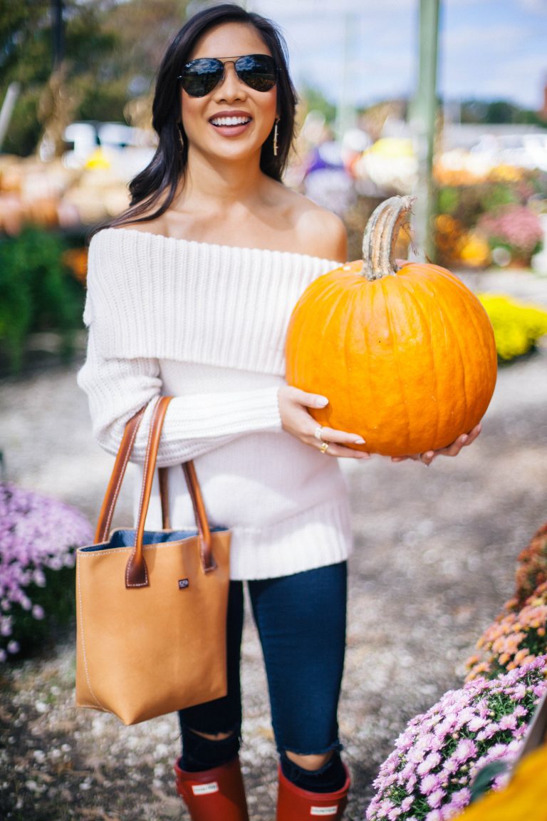 Fall Favorites :: Cream Sweater + Handmade Leather Tote - Color & Chic