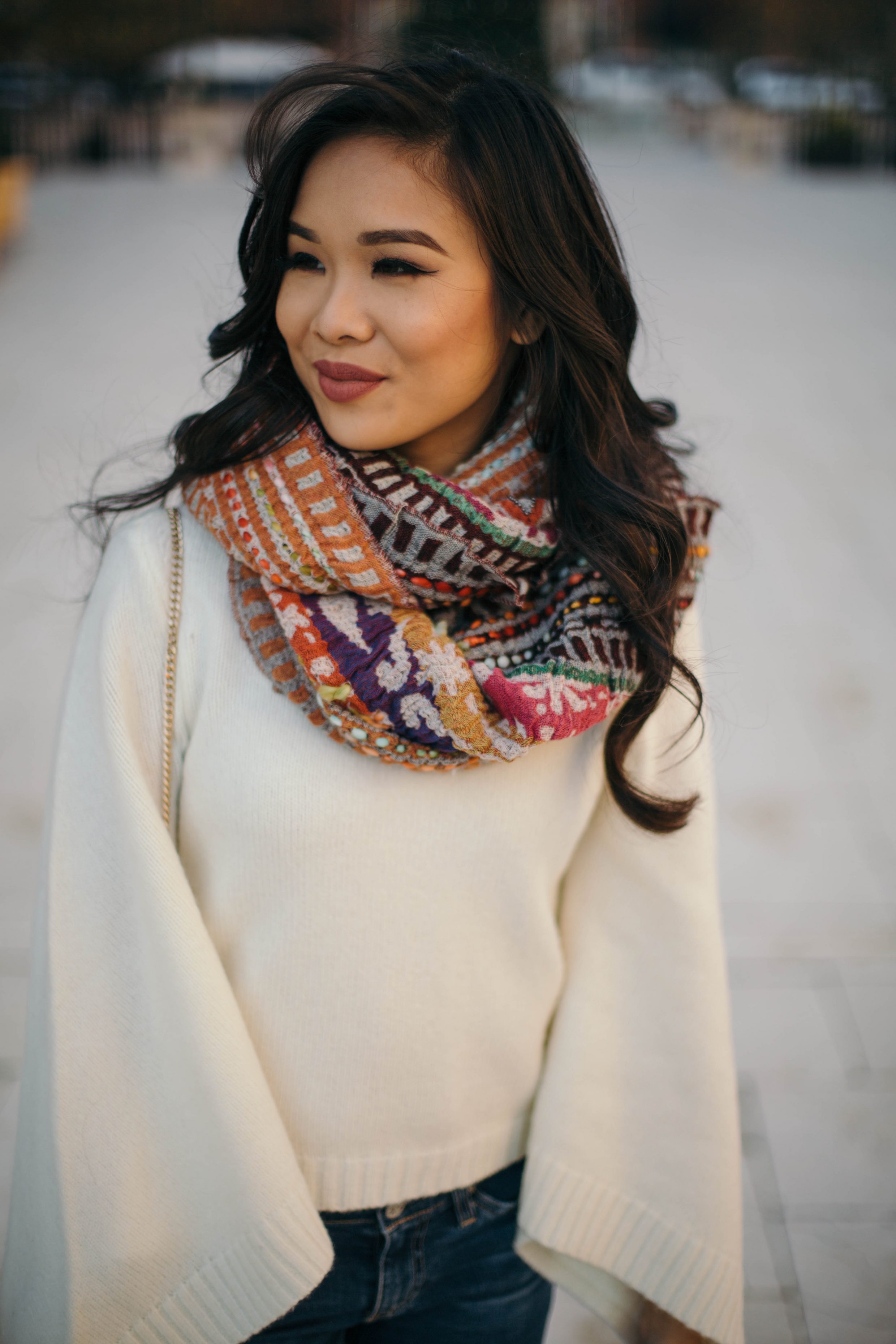 Staying Warm :: Cashmere Turtleneck + Printed Scarf - Color & Chic