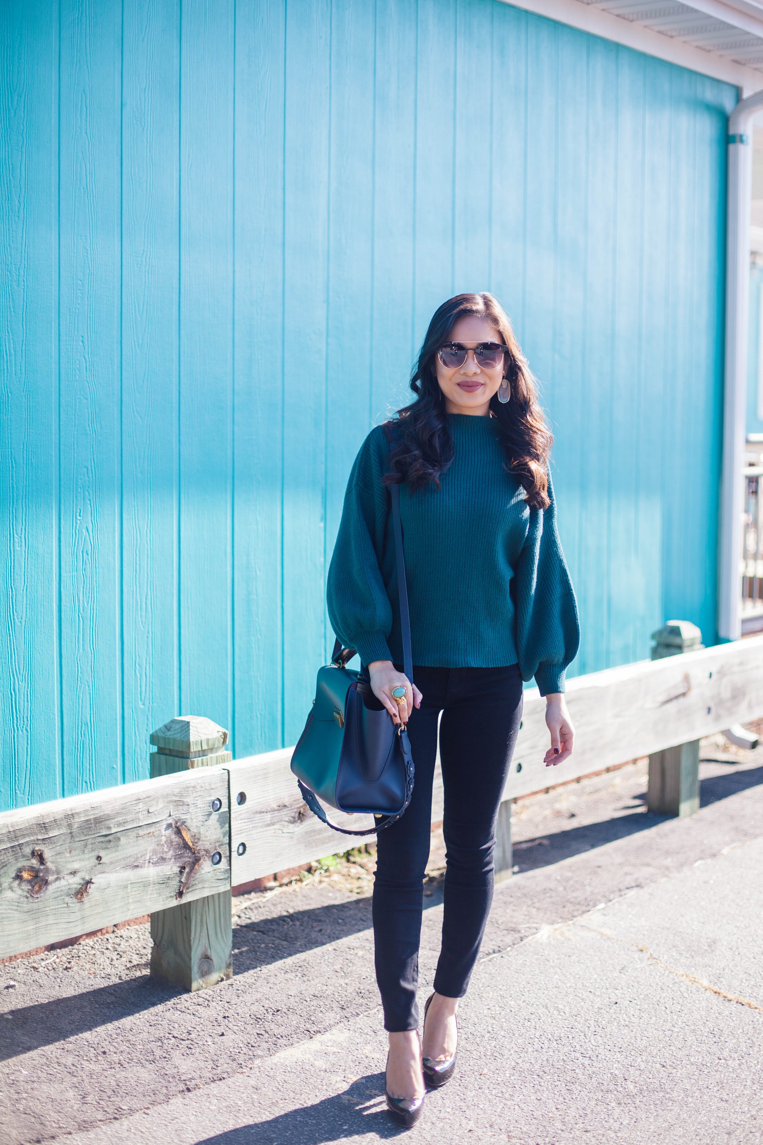 Monday Blues :: Balloon-Sleeve Sweater - Color & Chic