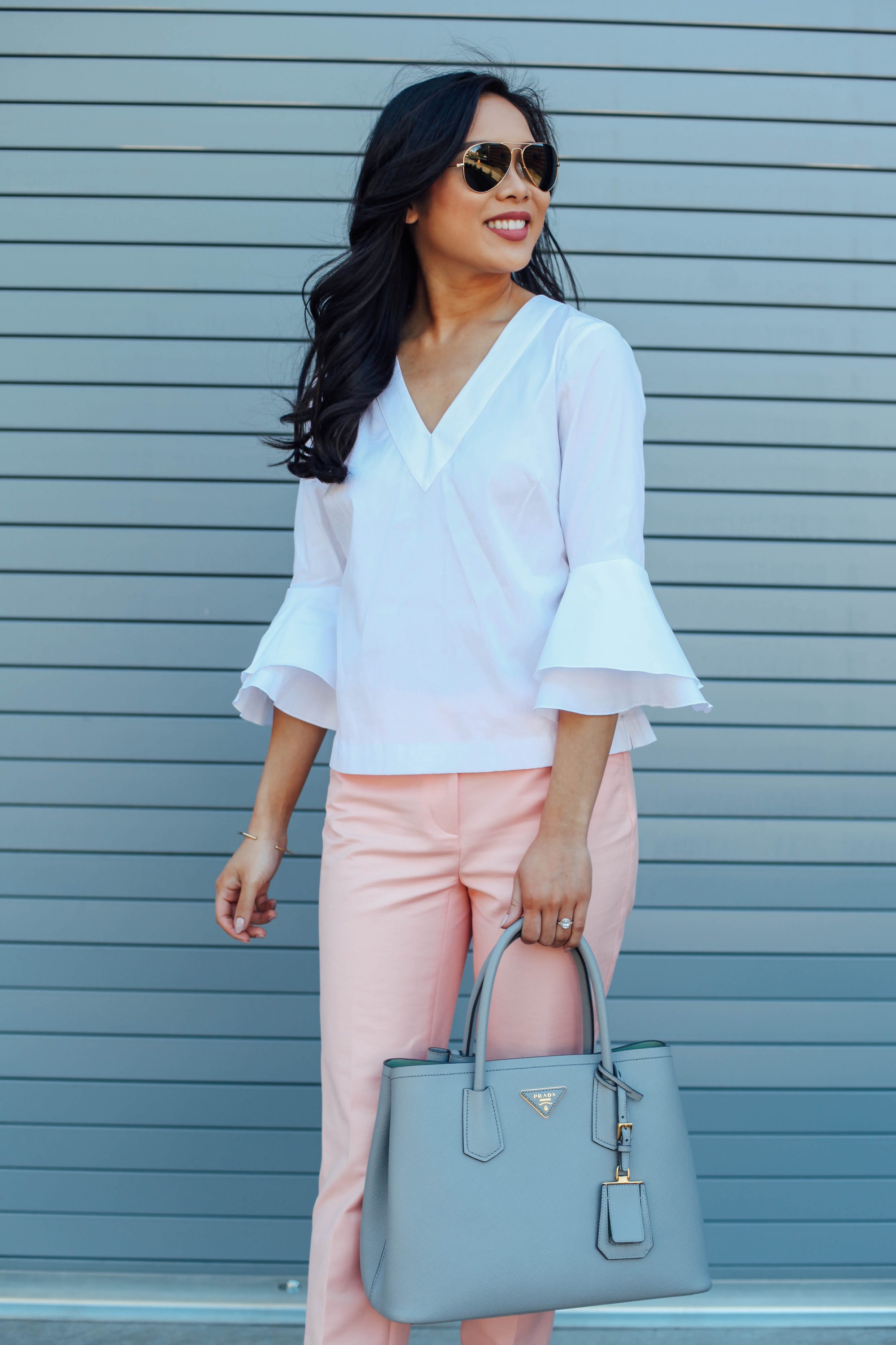 Fresh for Spring :: Bell Sleeves + Pink Ankle Pants - Color & Chic
