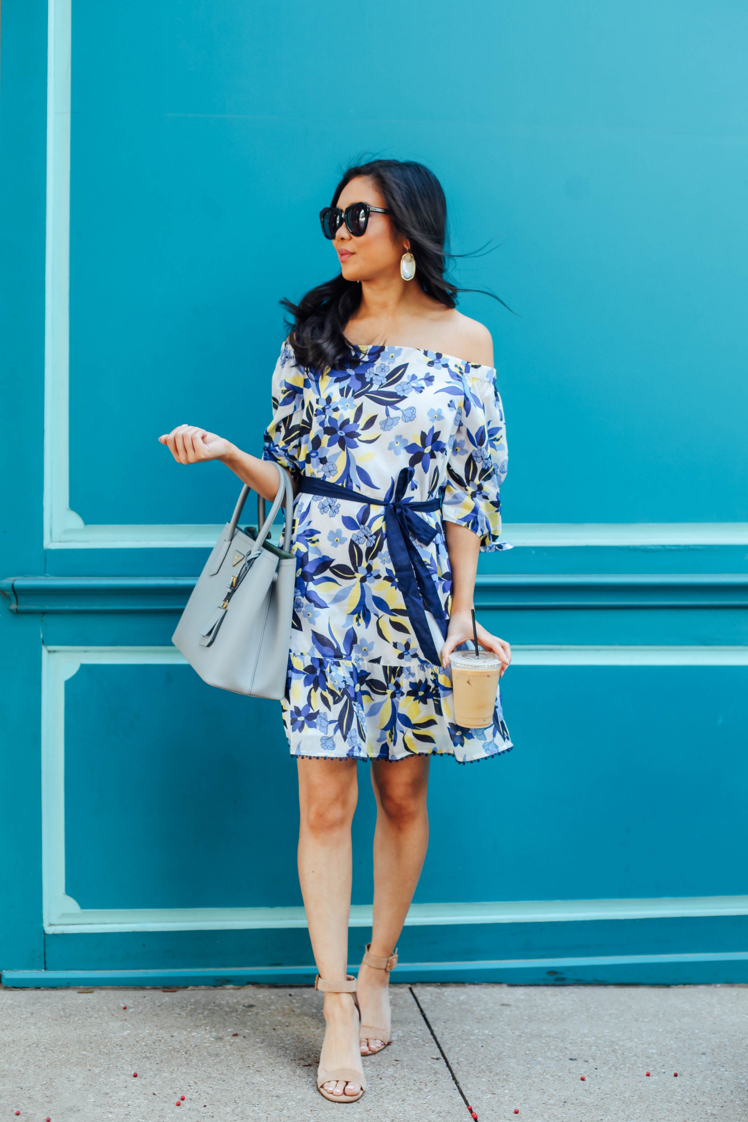 A blue floral coverup that also doubles as the perfect dress with some southern charm