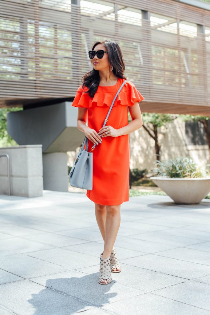 Pop of Orange :: Ruffle Shift Dress - Color & Chic