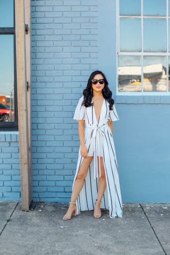 Striped Overlay Romper :: Must-Try Trend - Color & Chic