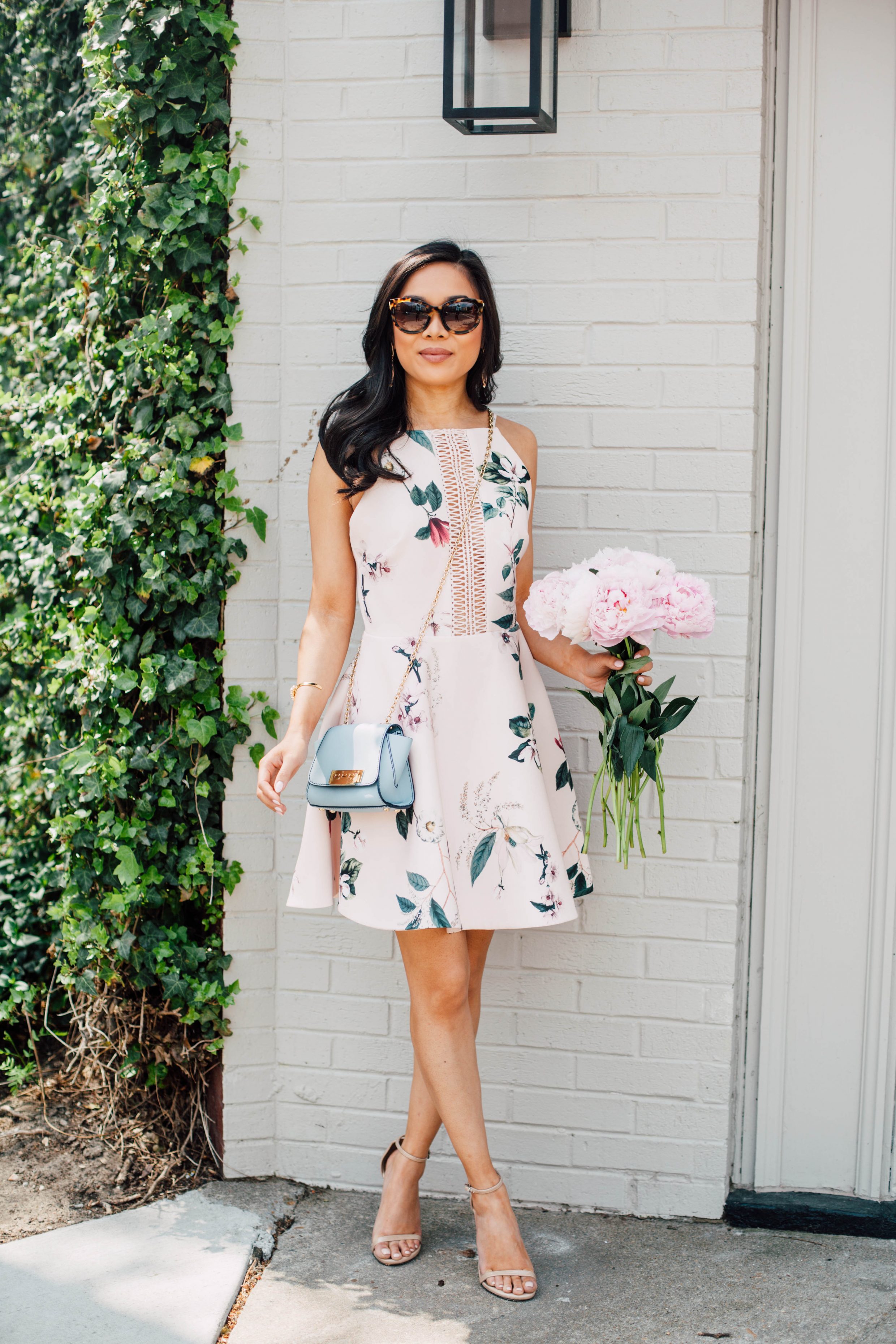 Floral Do It Right Mini Dress with Pink Peonies