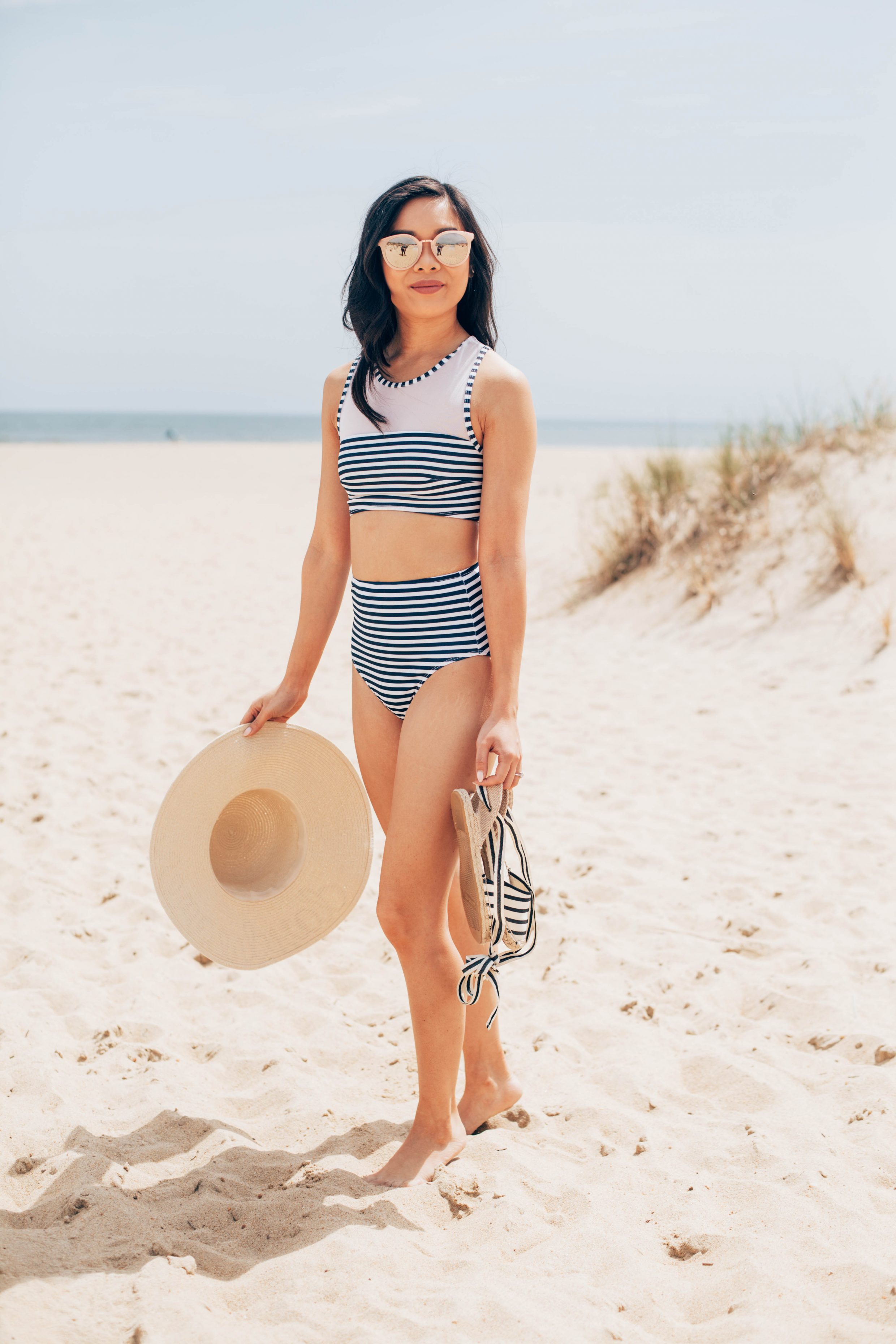 Albion Fit Pana Stripe Swimsuit with Soludos Espadrilles