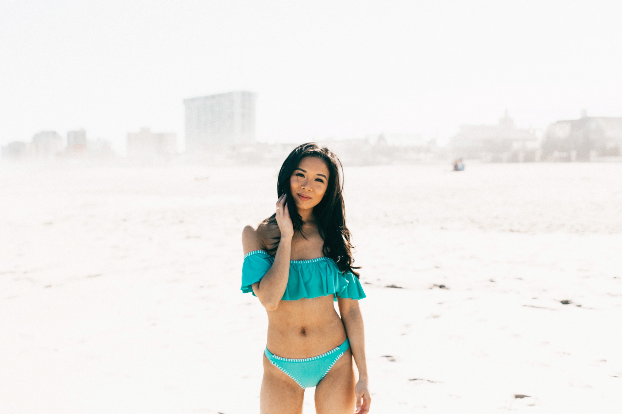 Turquoise Off The Shoulder Bikini Beach Vibes Color And Chic 6750