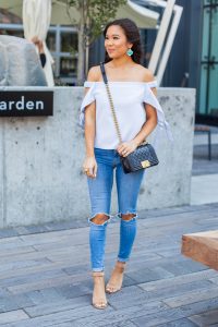 Off the Shoulder Top with Tie Sleeves - Color & Chic