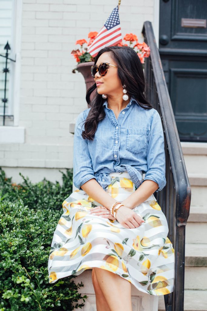 Lemon Print Bralette & Frill Skirt Set