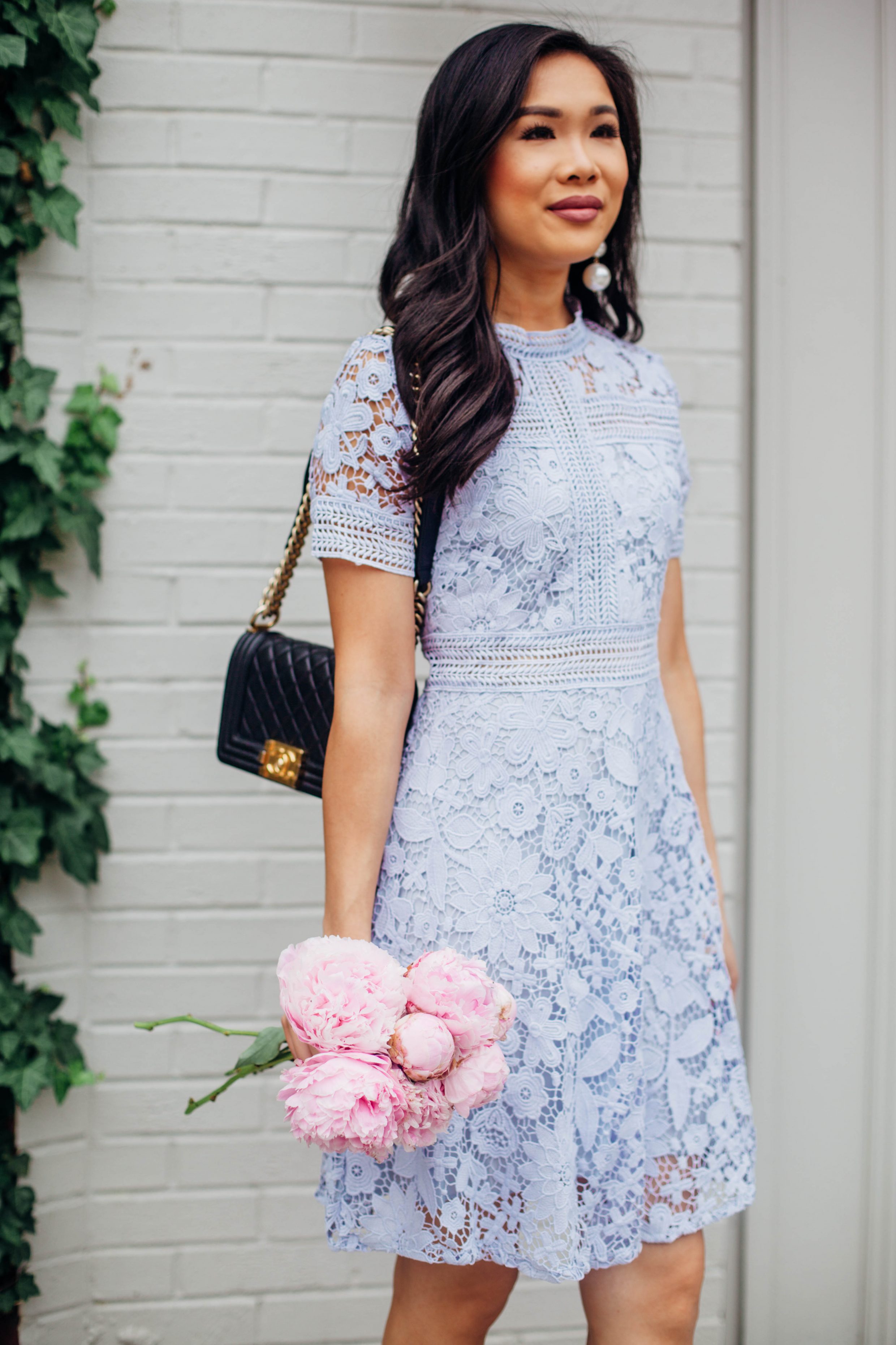 COLOR & CHIC | Lavender Floral Lace Dress