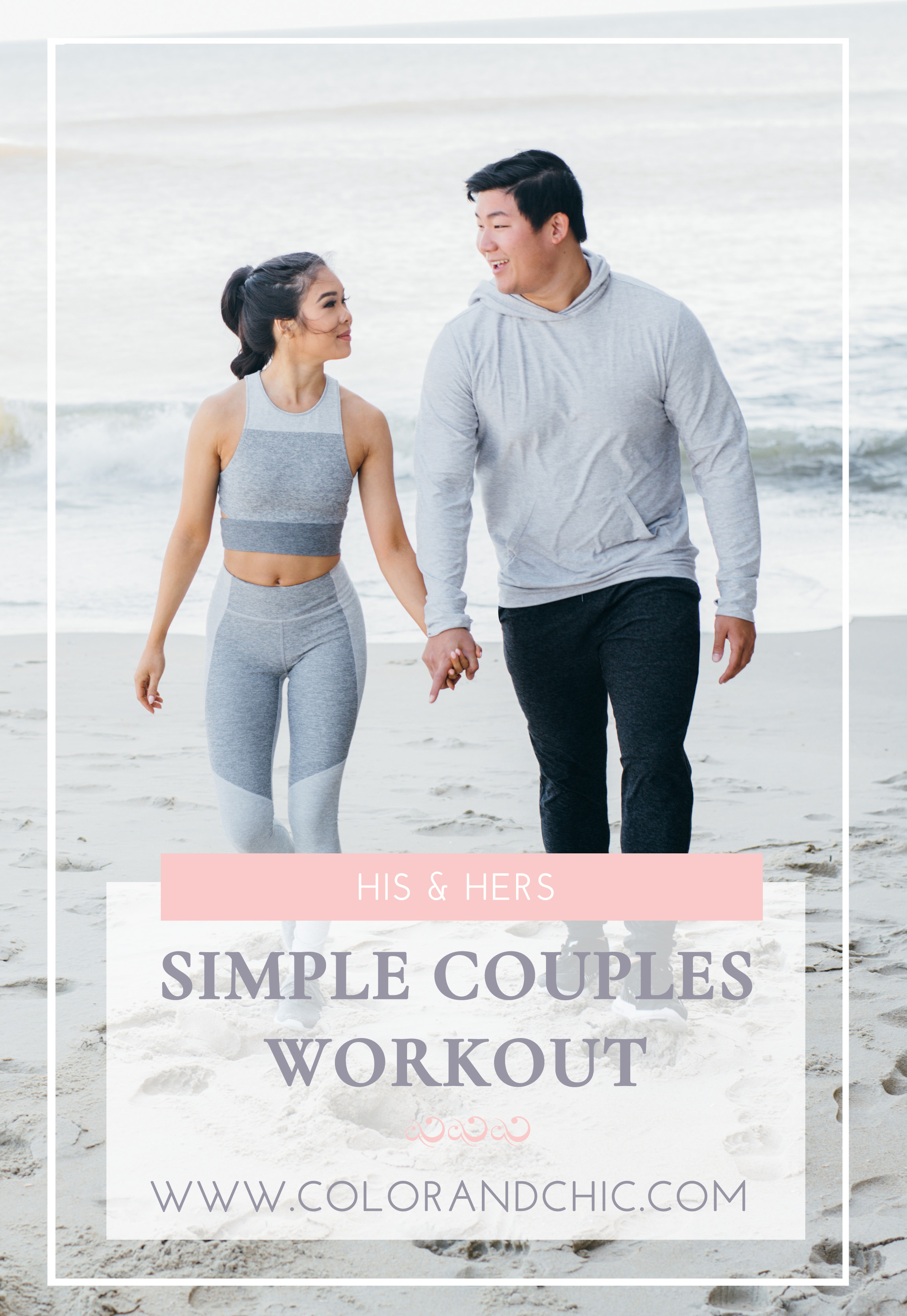 COLOR & CHIC | Simple Couples Workout wearing all gray activewear
