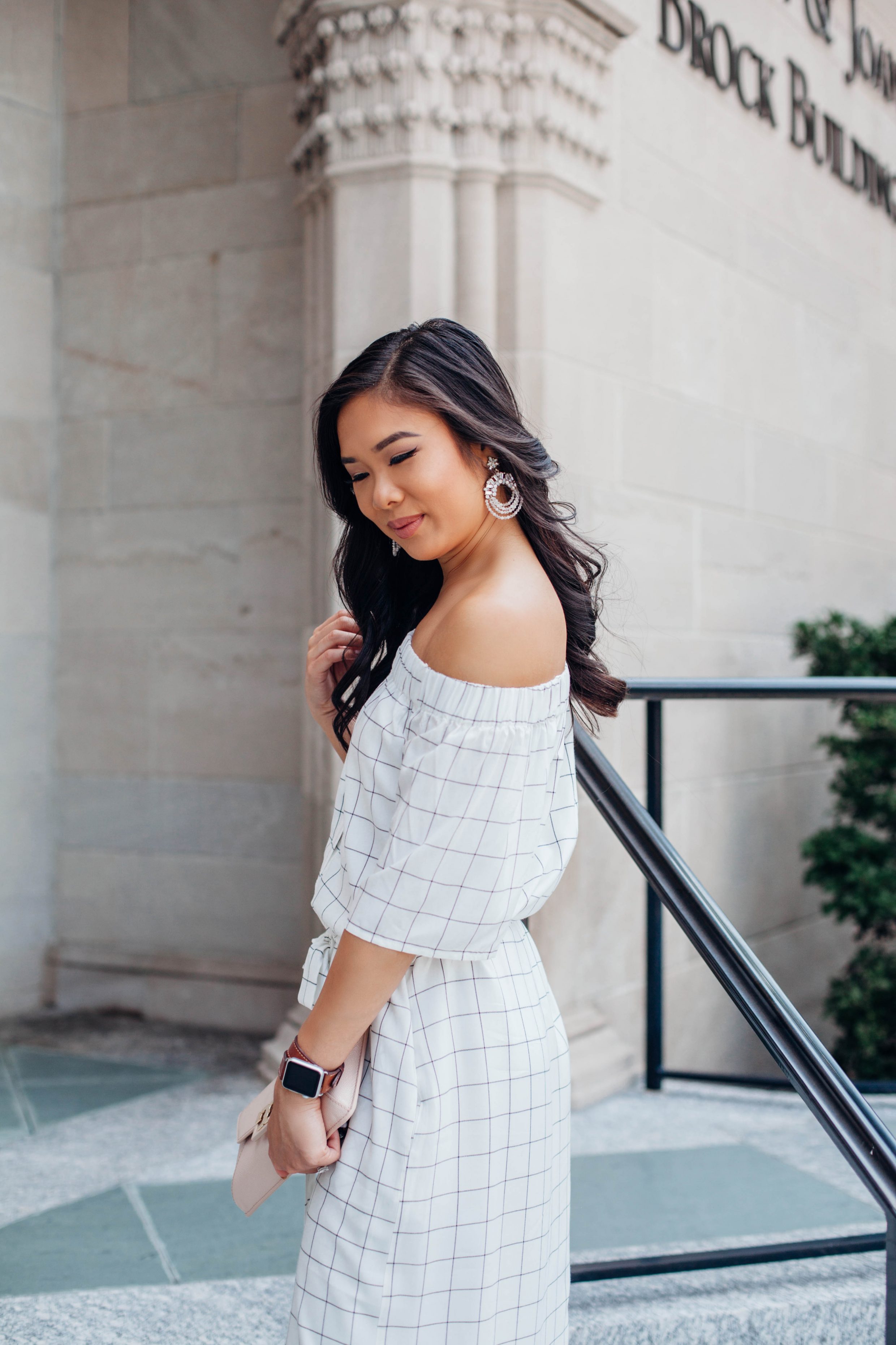 Summer White :: Off the Shoulder Midi Dress - Color & Chic