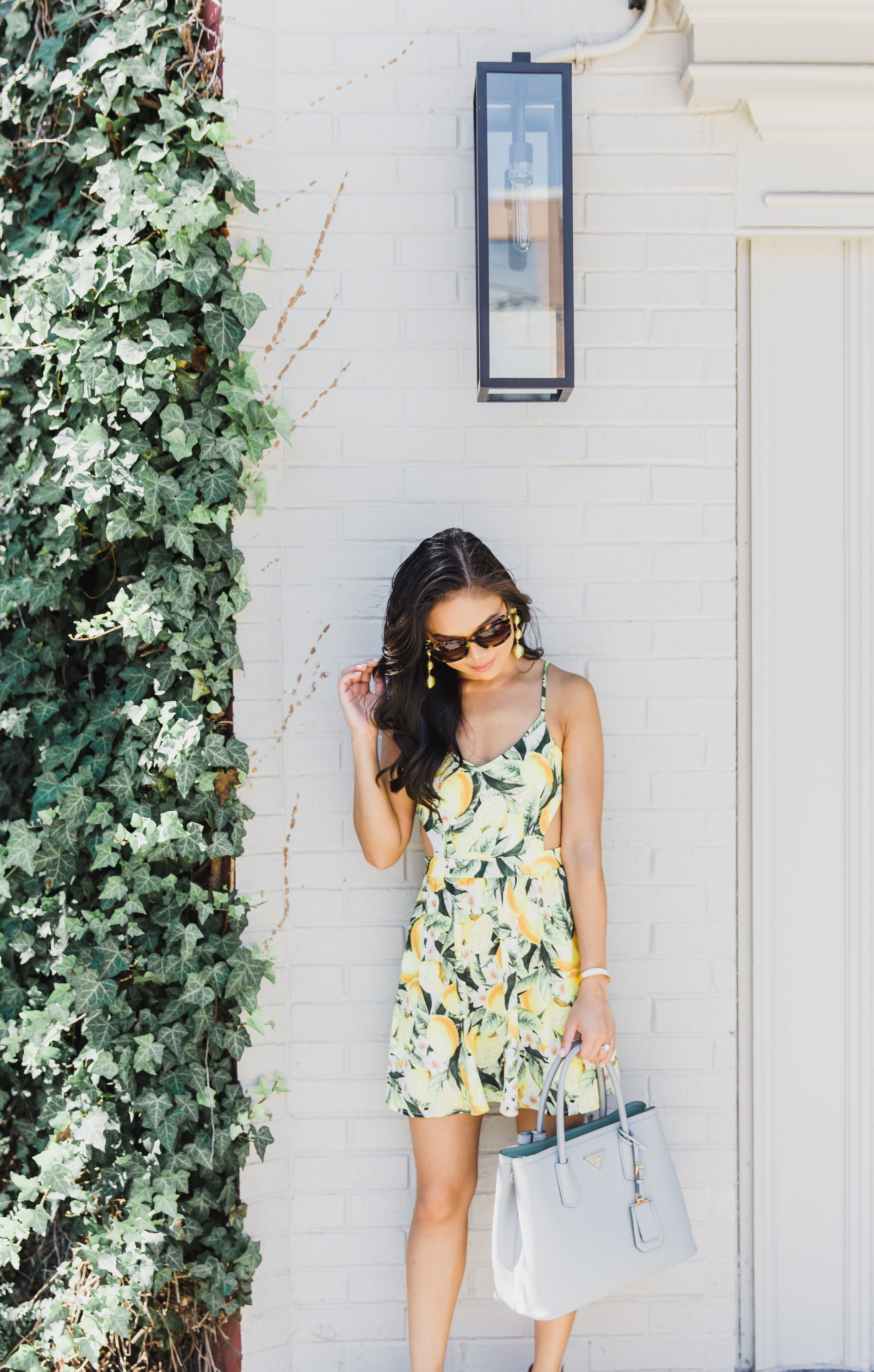 Citrus Love :: Lemon Print Dress with Cutouts - Color & Chic
