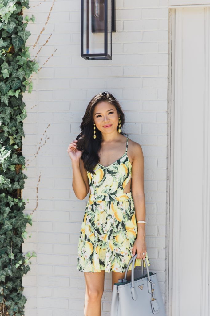 Citrus Love :: Lemon Print Dress with Cutouts - Color & Chic