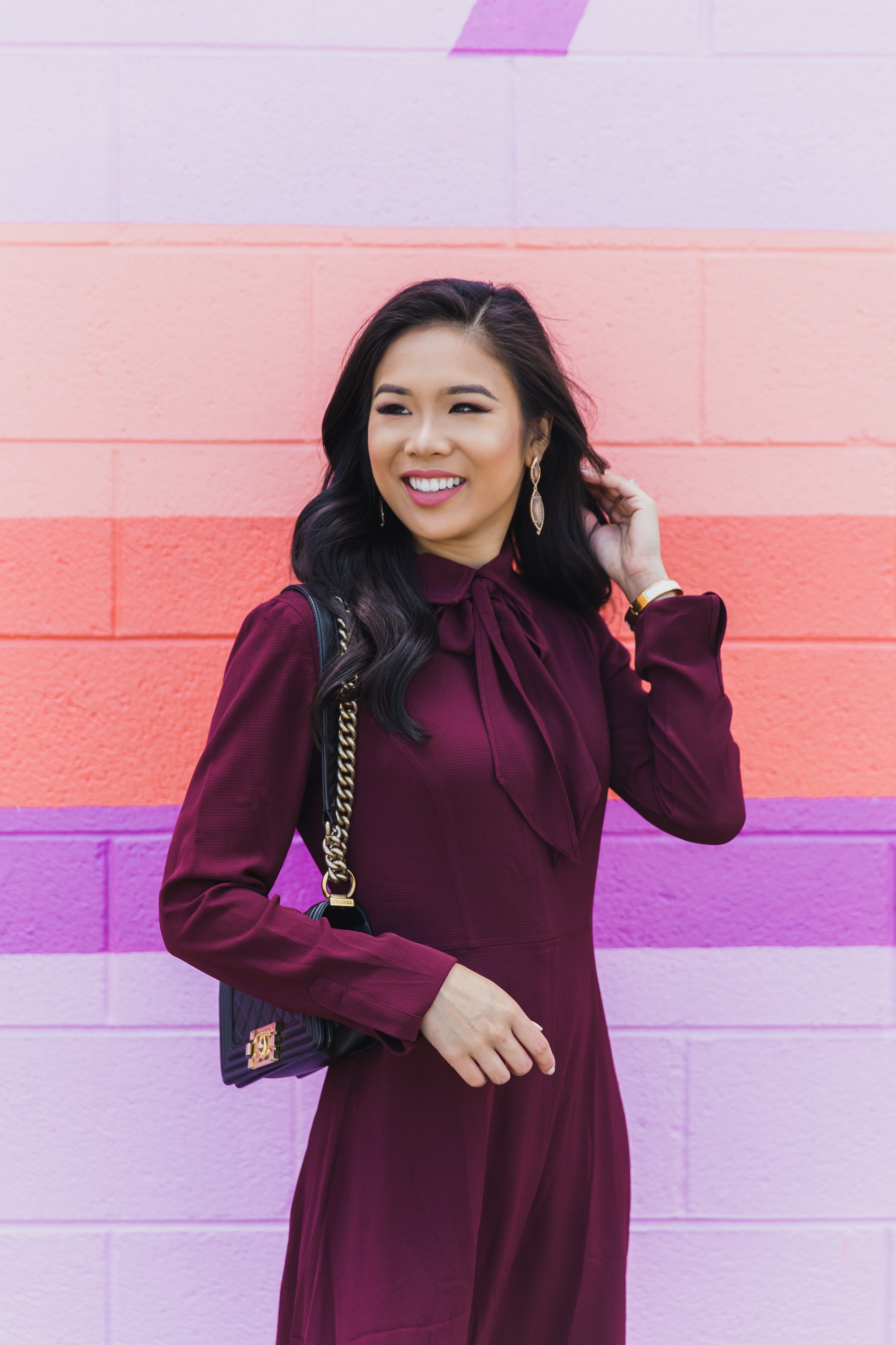 COLOR & CHIC | What I Wear to Work - Burgundy Fit & Flare