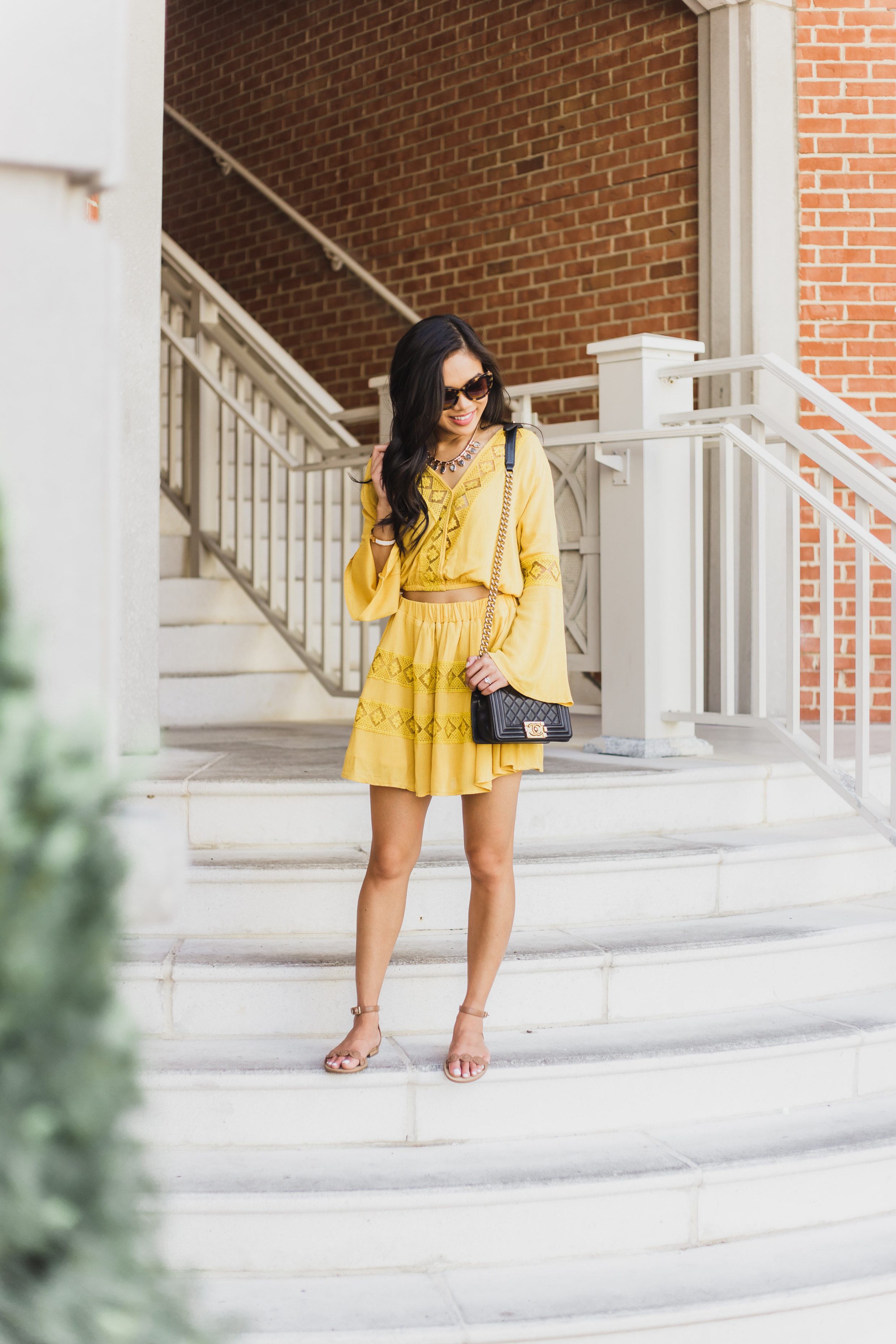 COLOR & CHIC | Yellow Two Piece Skirt Set