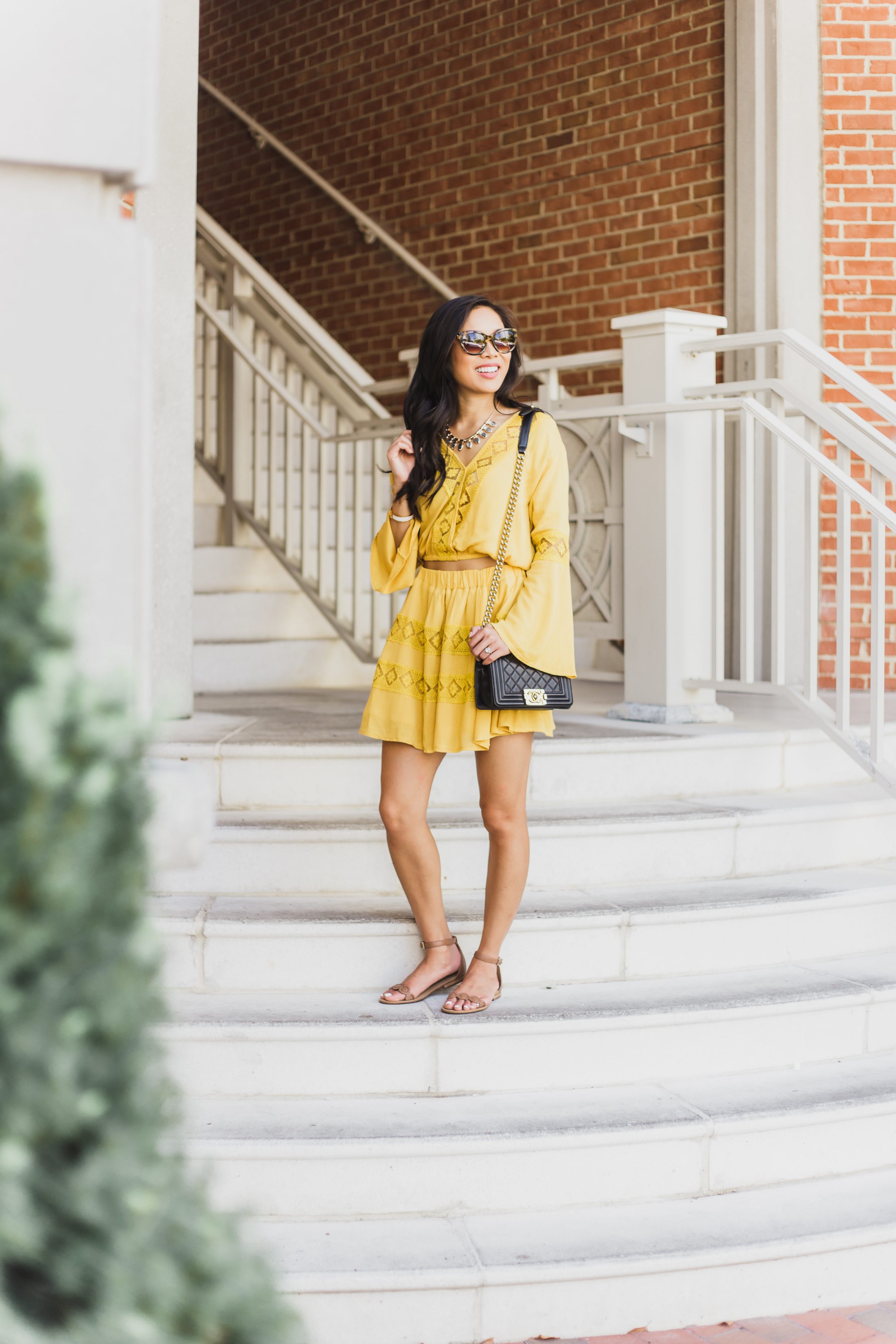 COLOR & CHIC | Yellow Two Piece Skirt Set