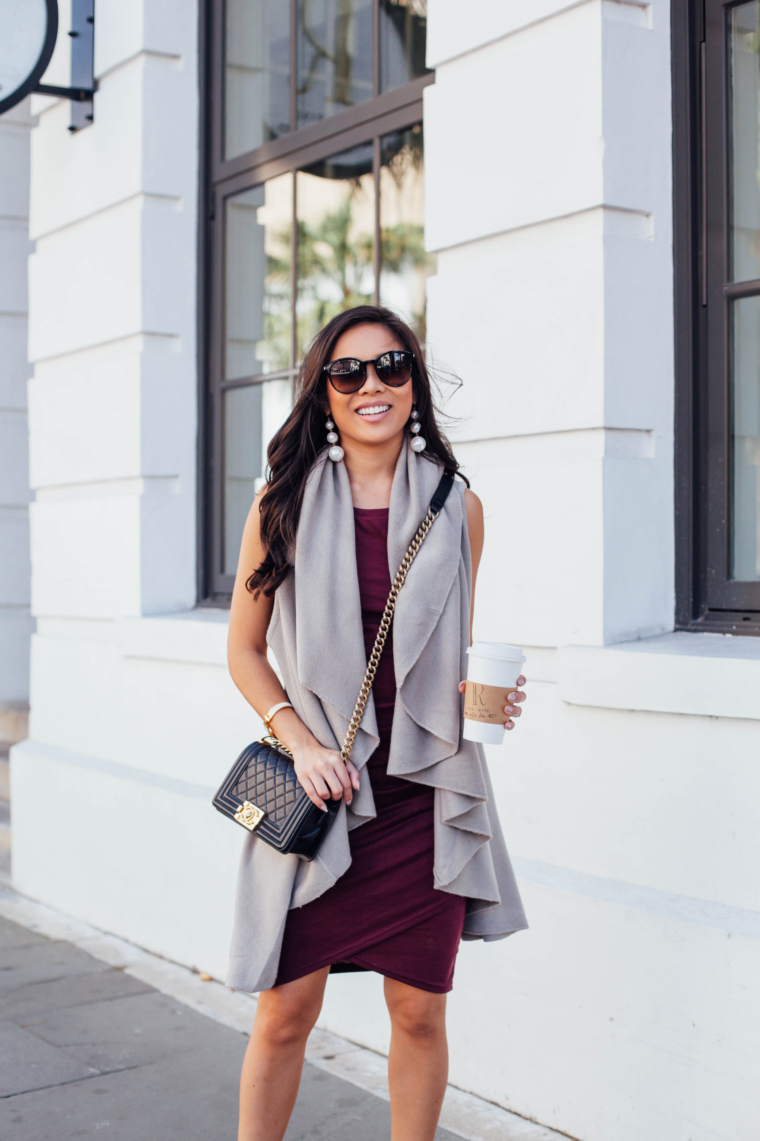 Sleeveless Shawl & Bodycon Dress for a morning in Charleston | Color & Chic
