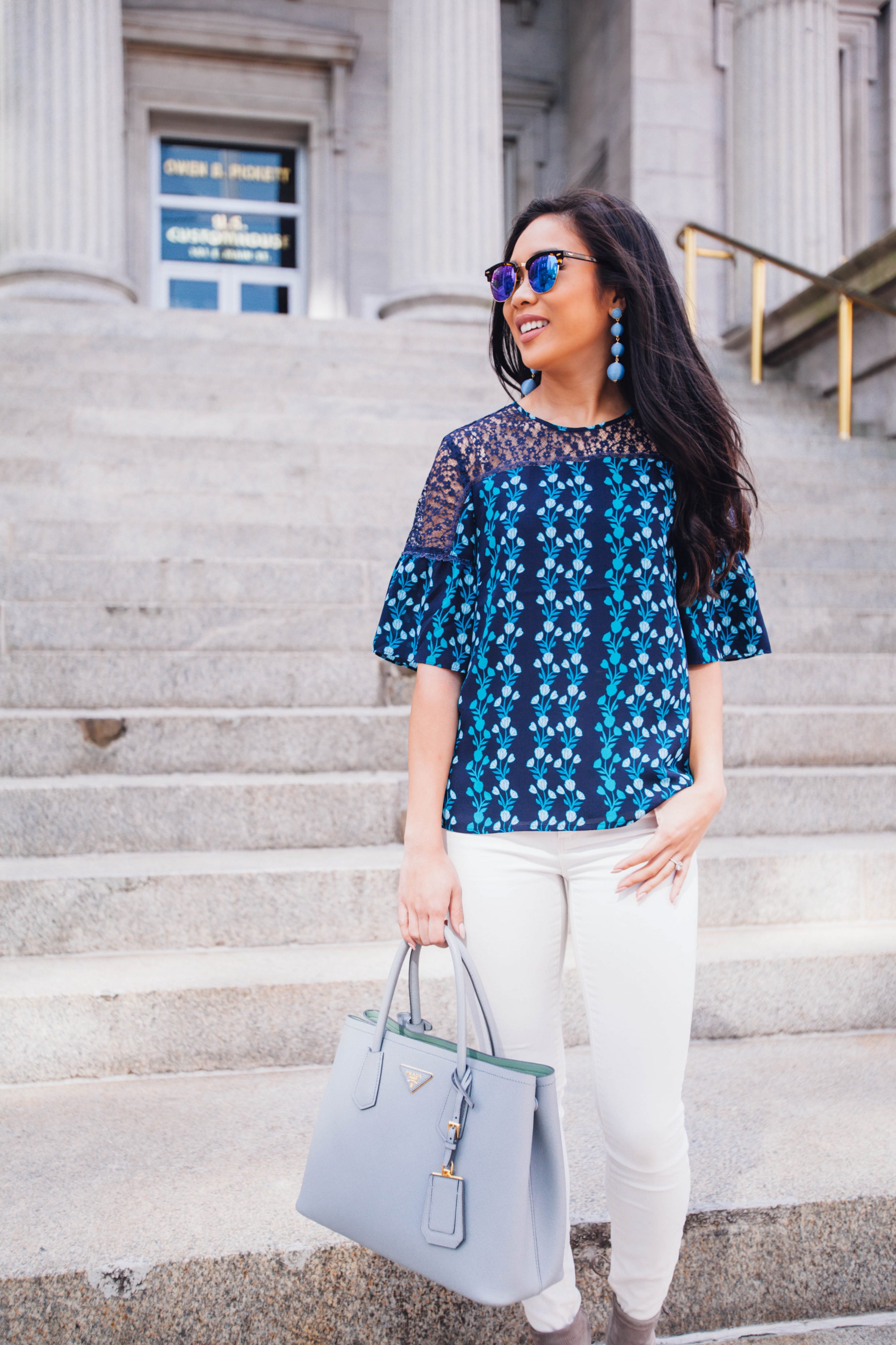 Southern Style for Fall :: Blue Meadow Vines Blouse - Color & Chic