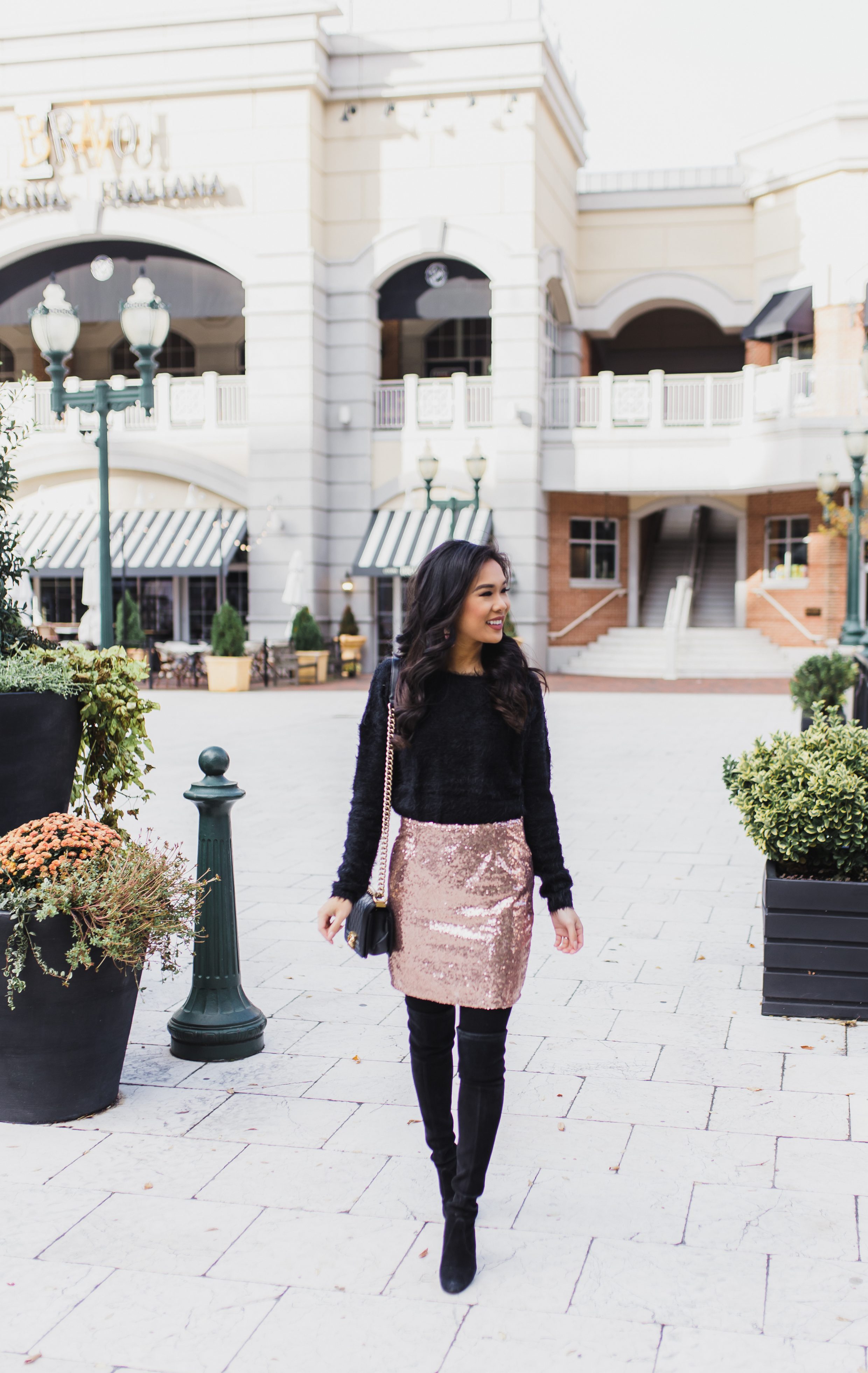 sequin skirt with sweater