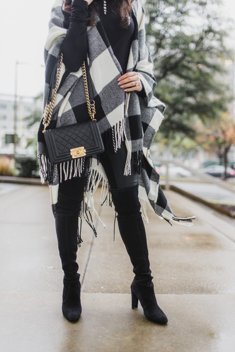 Classic Black & White :: Buffalo Check Poncho - Color & Chic