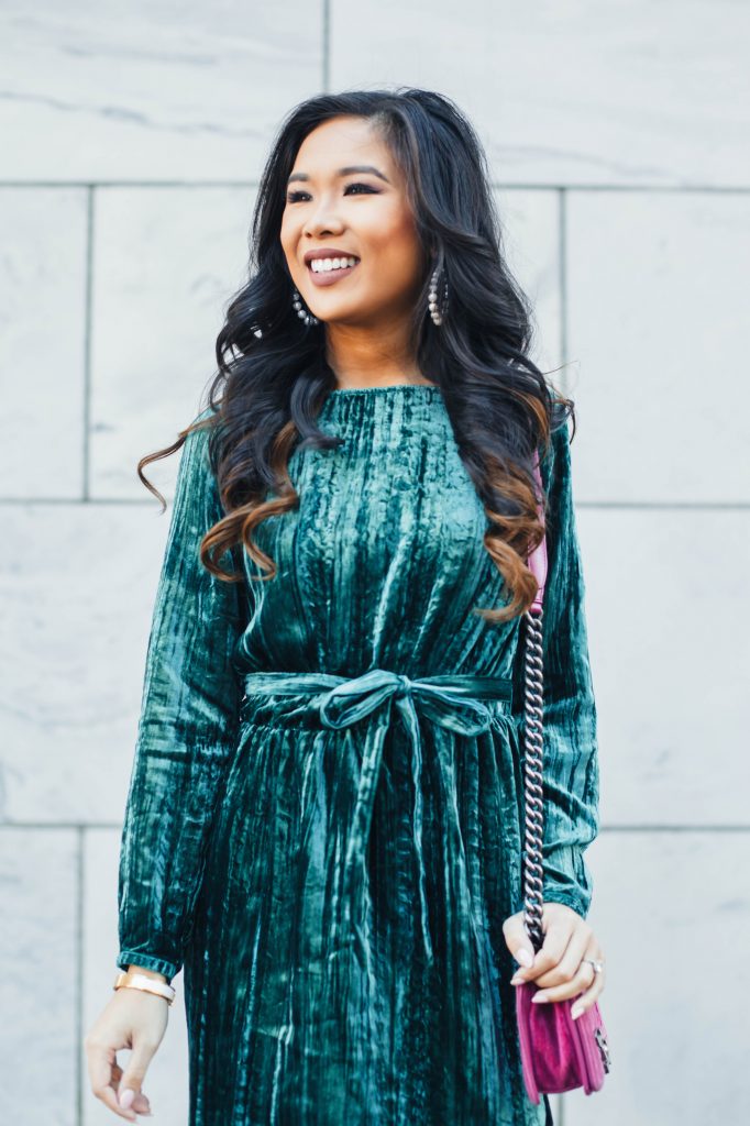 Holiday Style with Lulus :: Green Velvet Midi Dress & More - Color & Chic