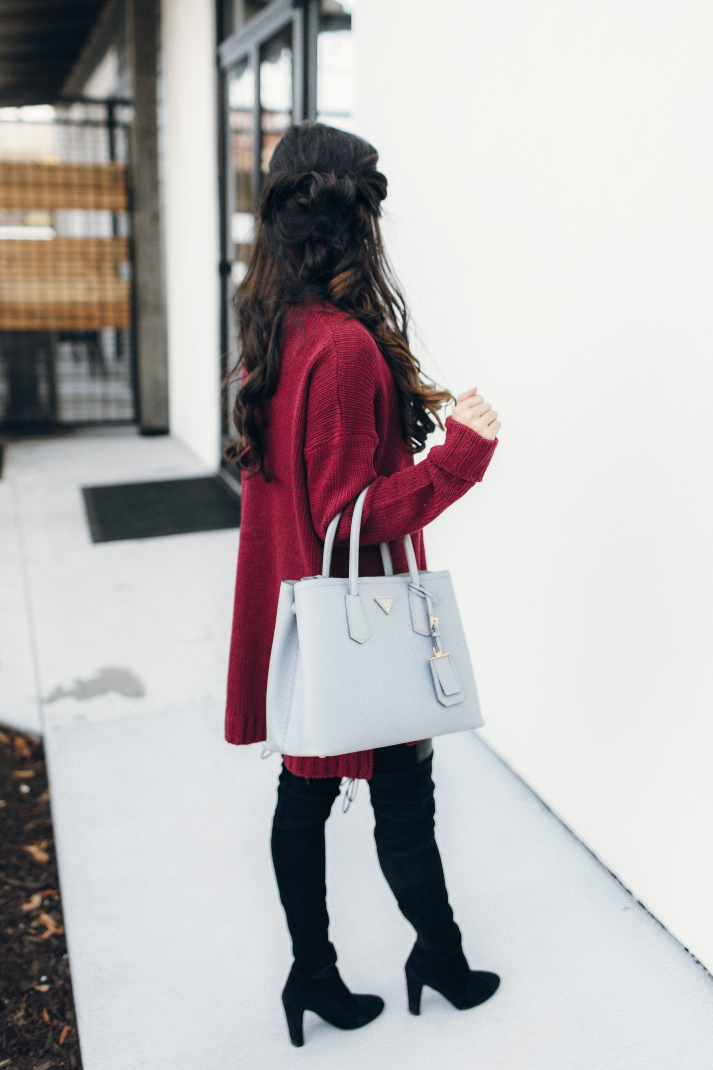 Cozy Winter Sweater :: Maroon Fireside Sweater & Leather Leggings - Color &  Chic