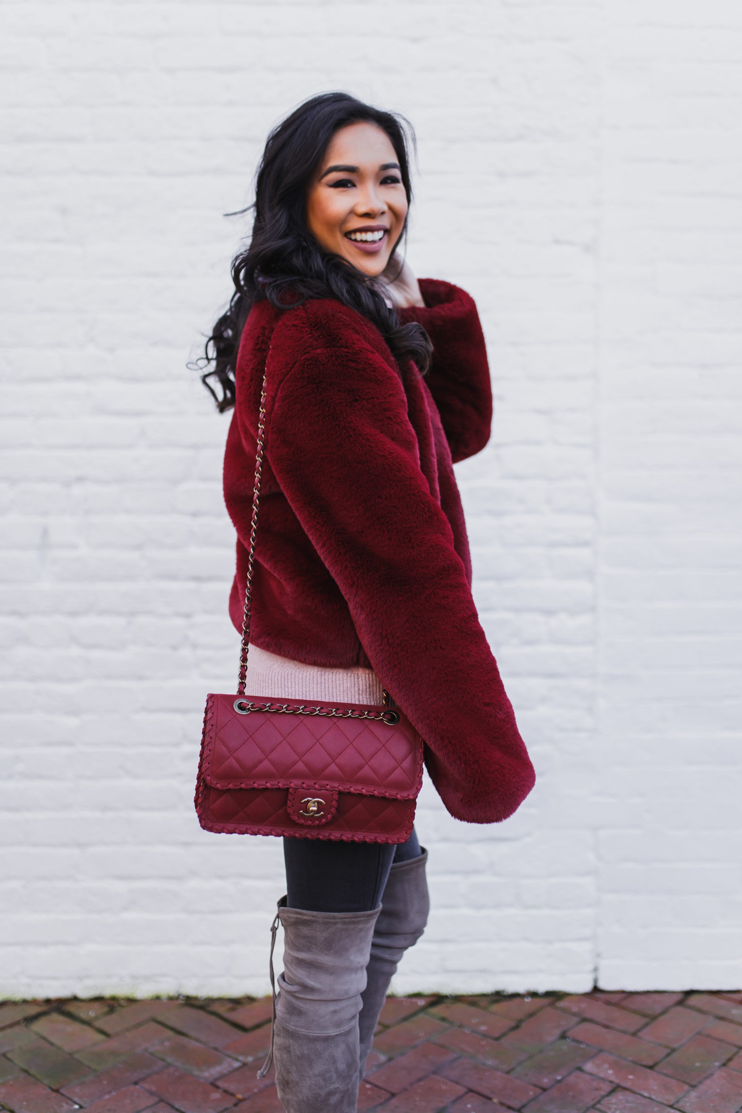Valentine's Day Vibes :: Styling a Red Faux Fur Jacket - Color & Chic