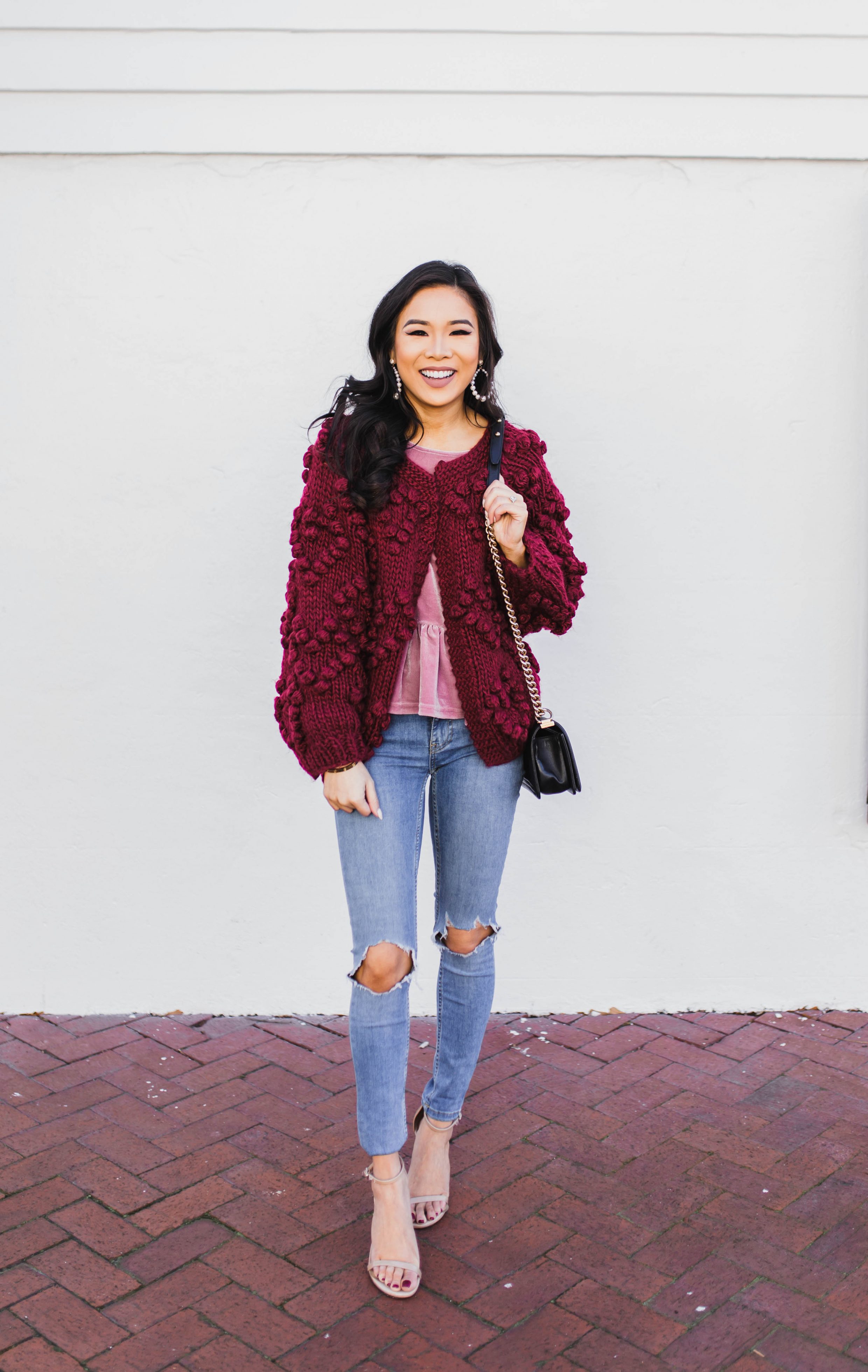 Knit Your Love Cardigan with Distressed Jeans