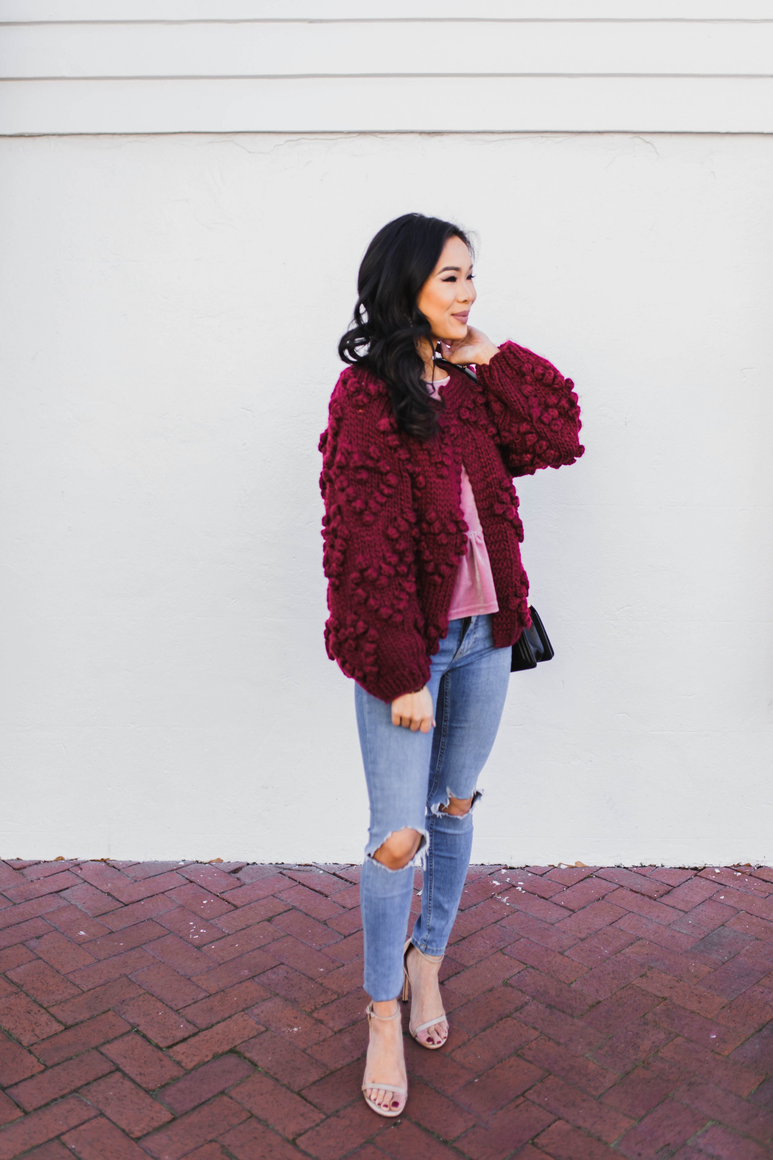 Knit Your Love Cardigan with Distressed Jeans