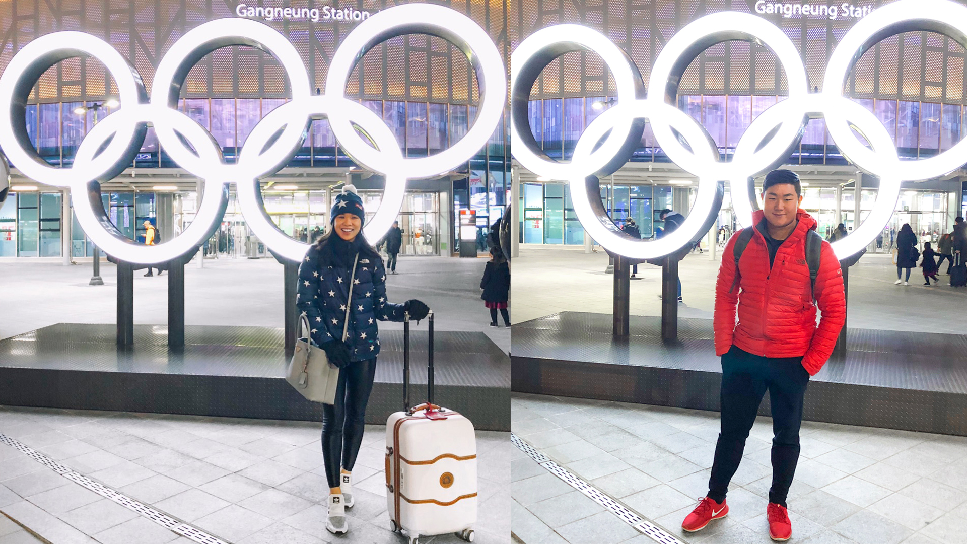 Blogger Hoang-Kim Cung and her boyfriend Johnny leaving the 2018 Winter Olympics