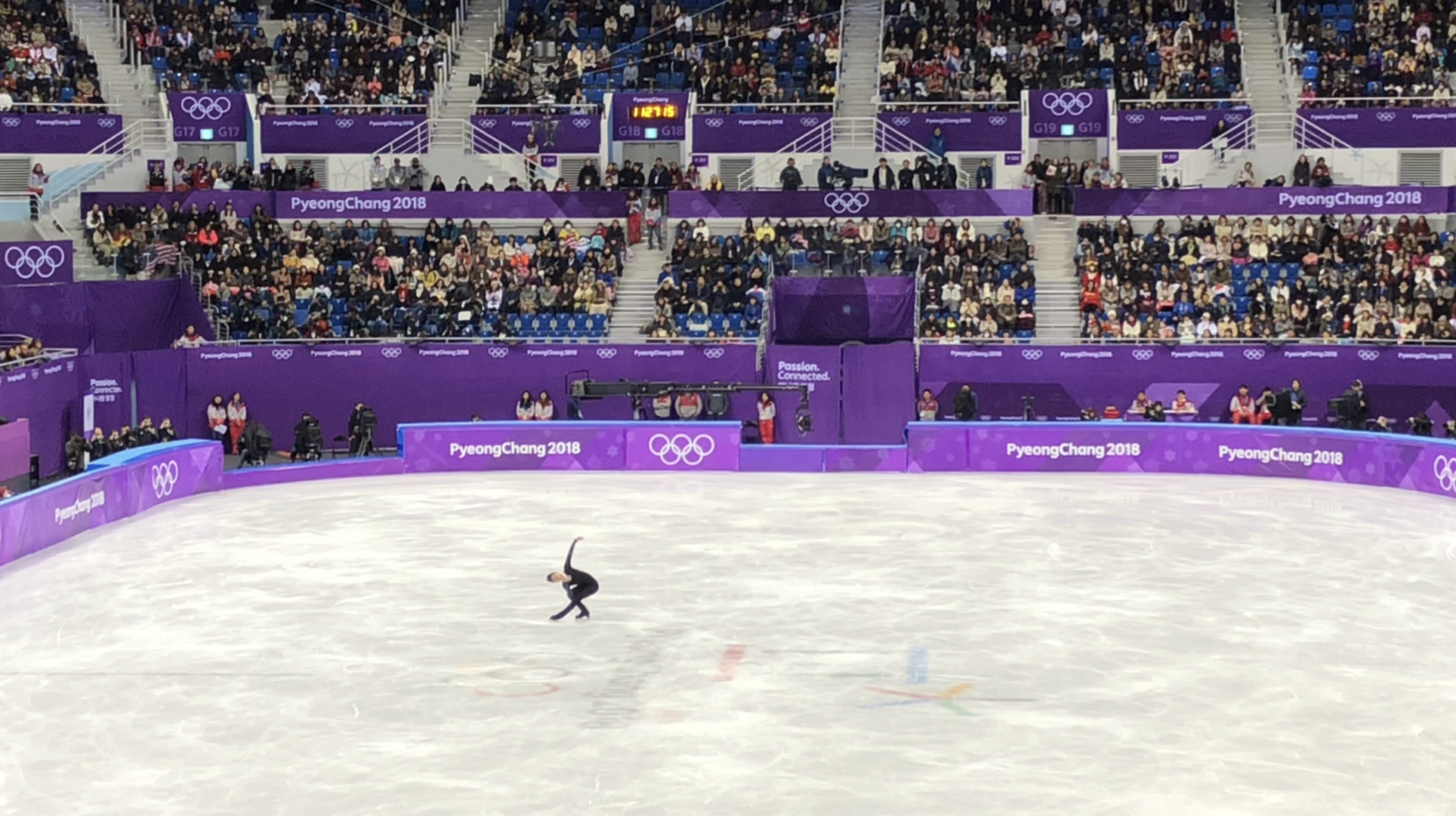 Nathan Chen during his free skate at the PyeongChang 2018 Winter Olympics at Gangneung Ice Arena